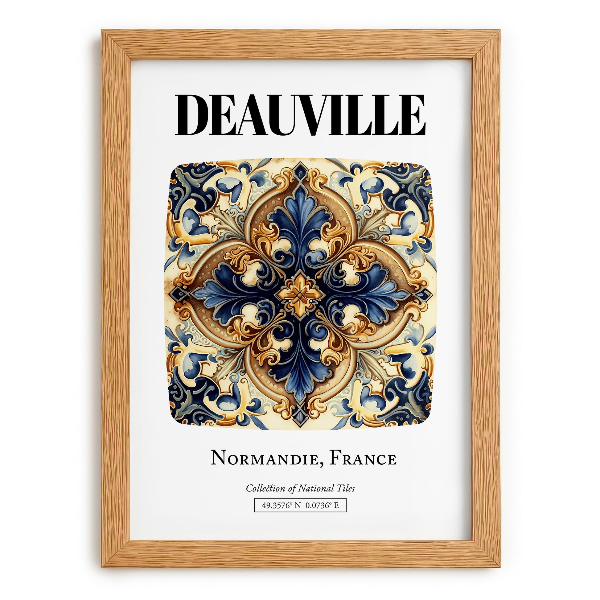 Deauville, France – Travel Print, set in oak frame