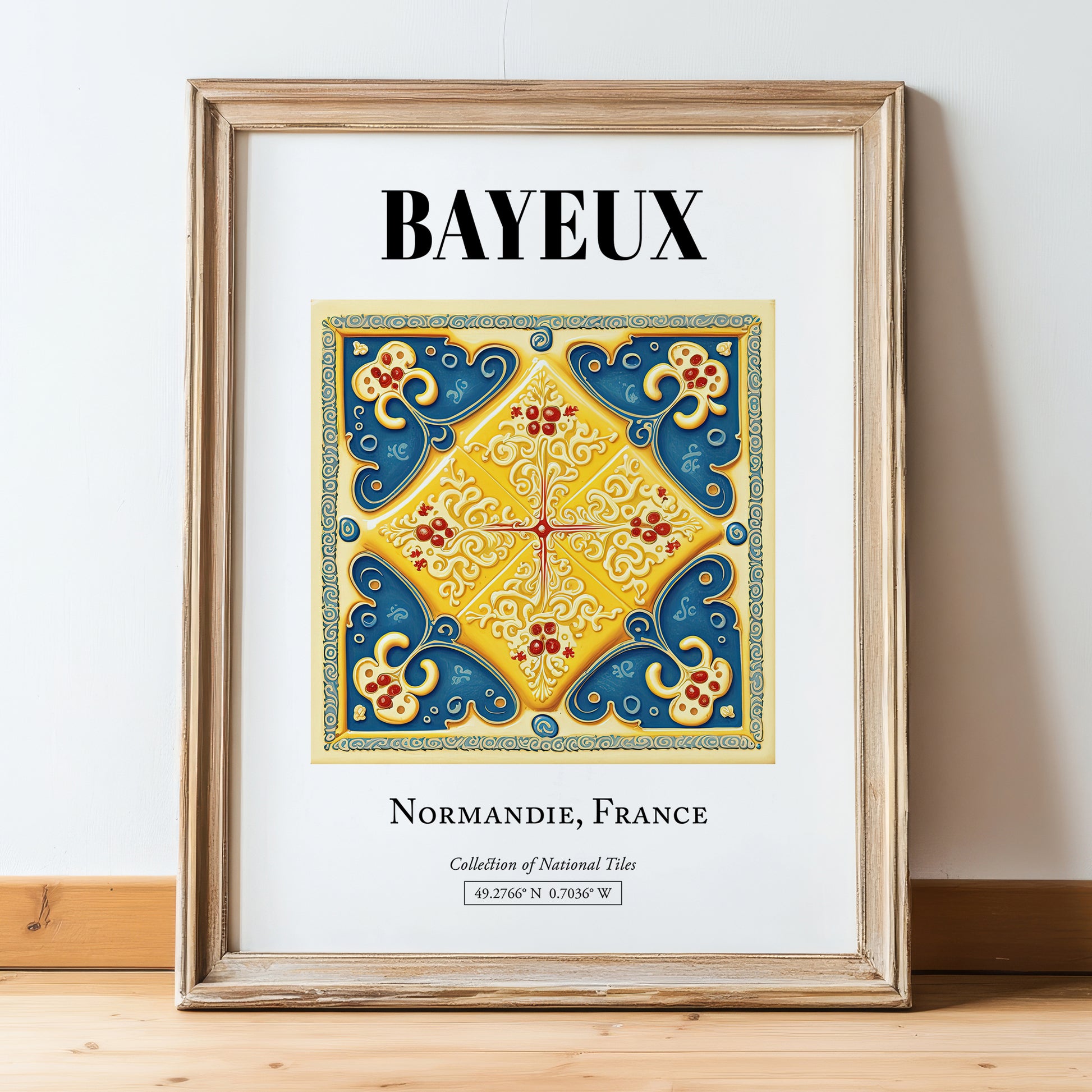 Bayeux, France – Wanderlust Wall Decor, in wooden frame leaning on the floor