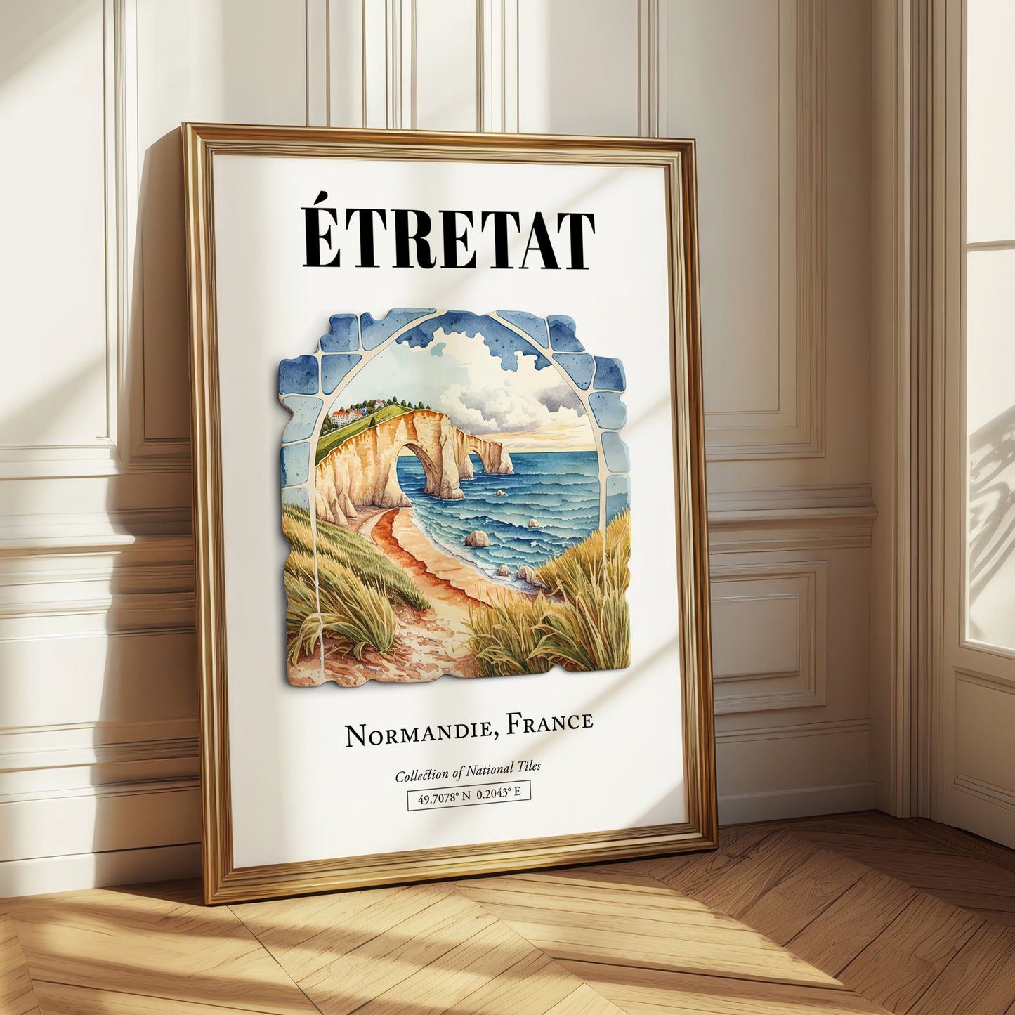 Étretat, France – Minimalist Travel Print, styled in a charming Paris street view