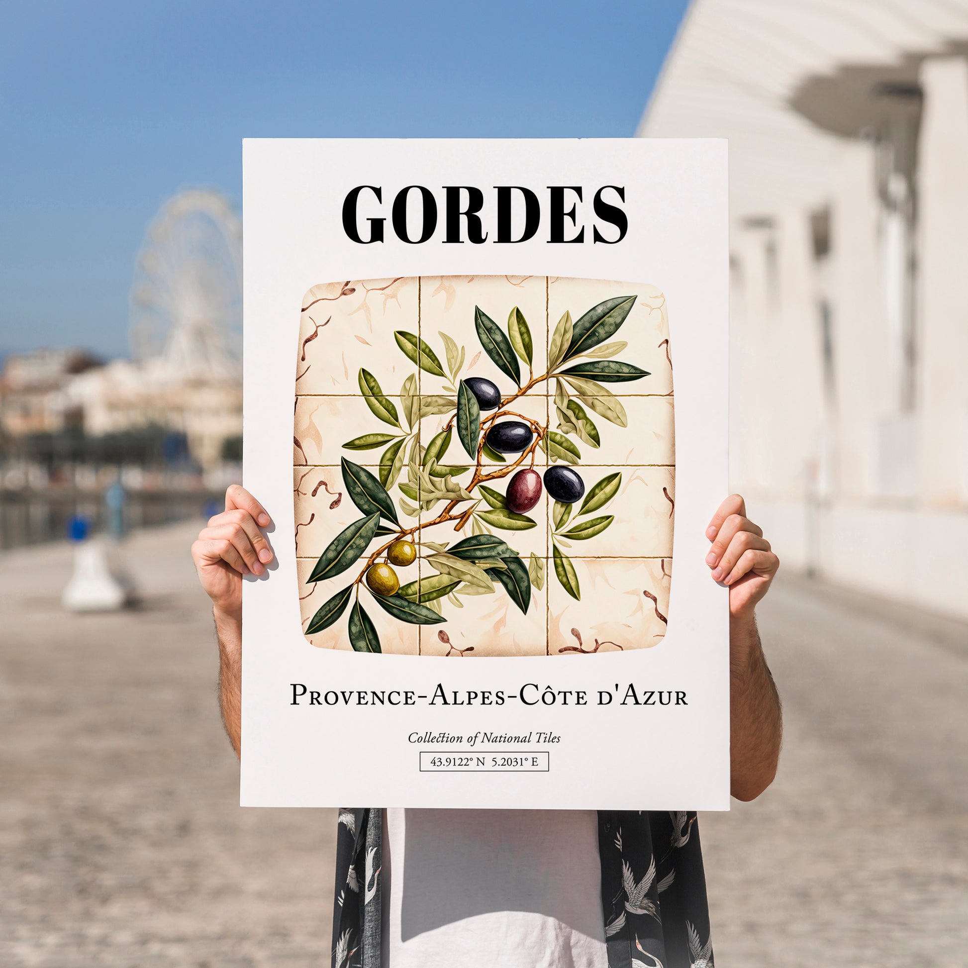 Gordes, France – Travel Poster, no-text version framed in wood