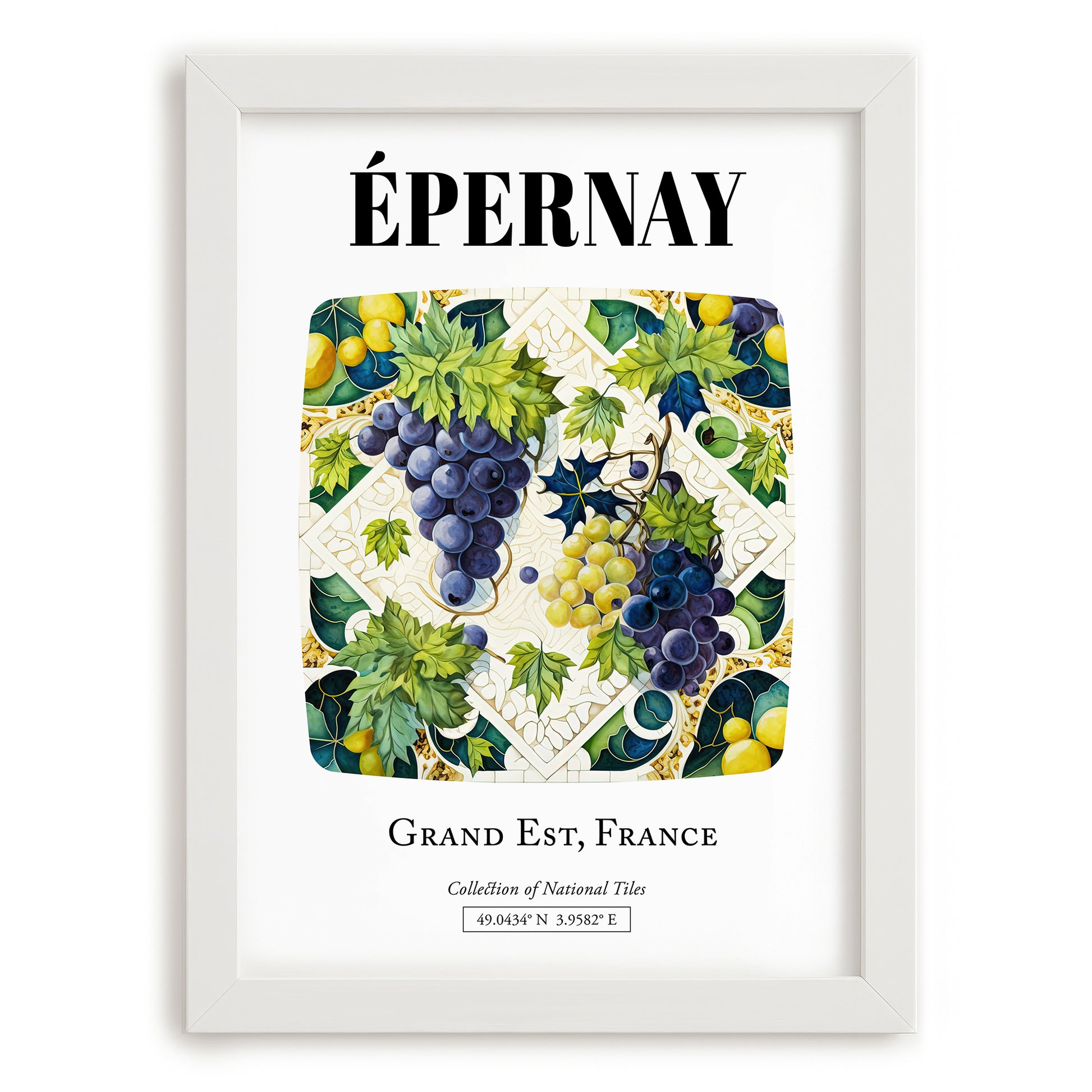 Épernay, France – Travel Print, placed in minimal white frame