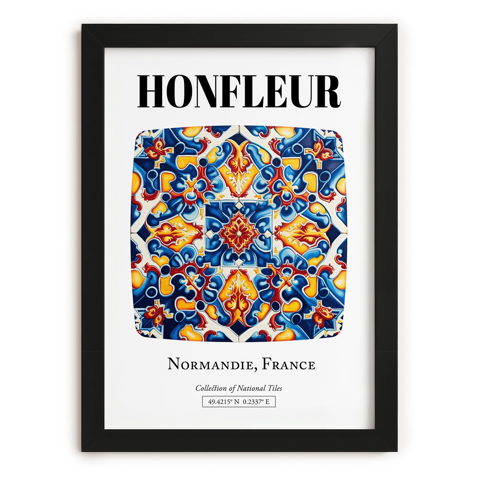Honfleur, France – Travel Poster, in sleek black frame