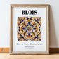 Blois, France – Travel Poster, in wooden frame leaning on the floor