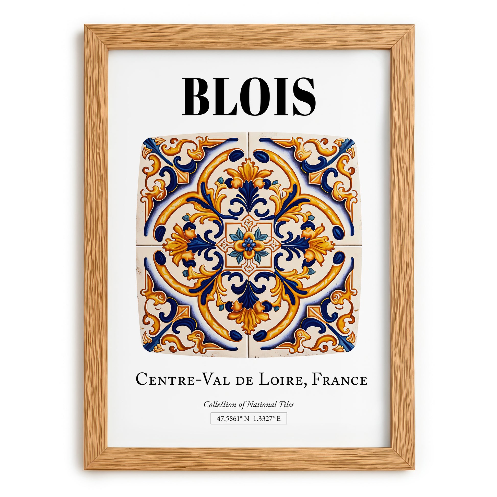 Blois, France – Travel Poster, set in oak frame