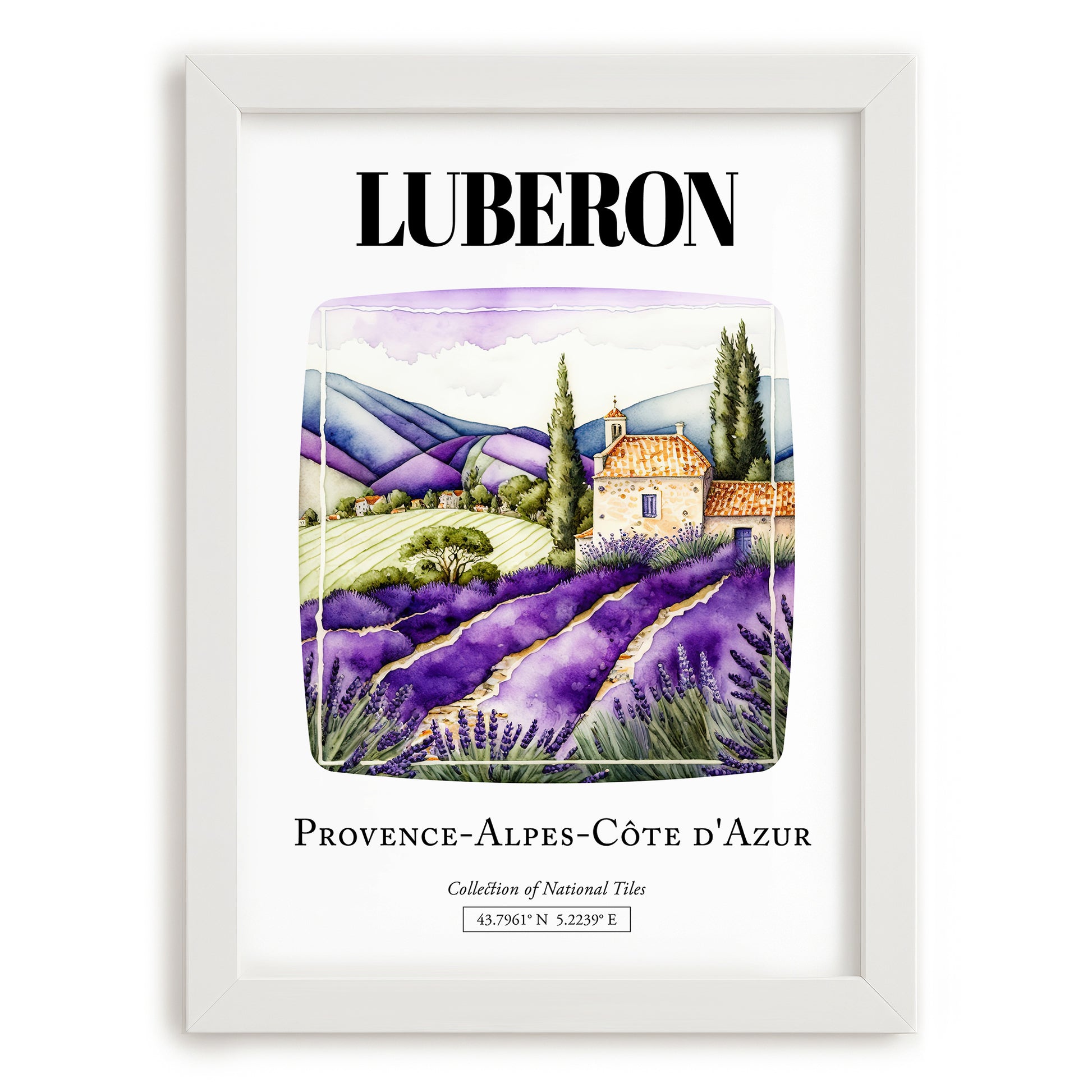 Luberon, France – Travel Print, placed in minimal white frame