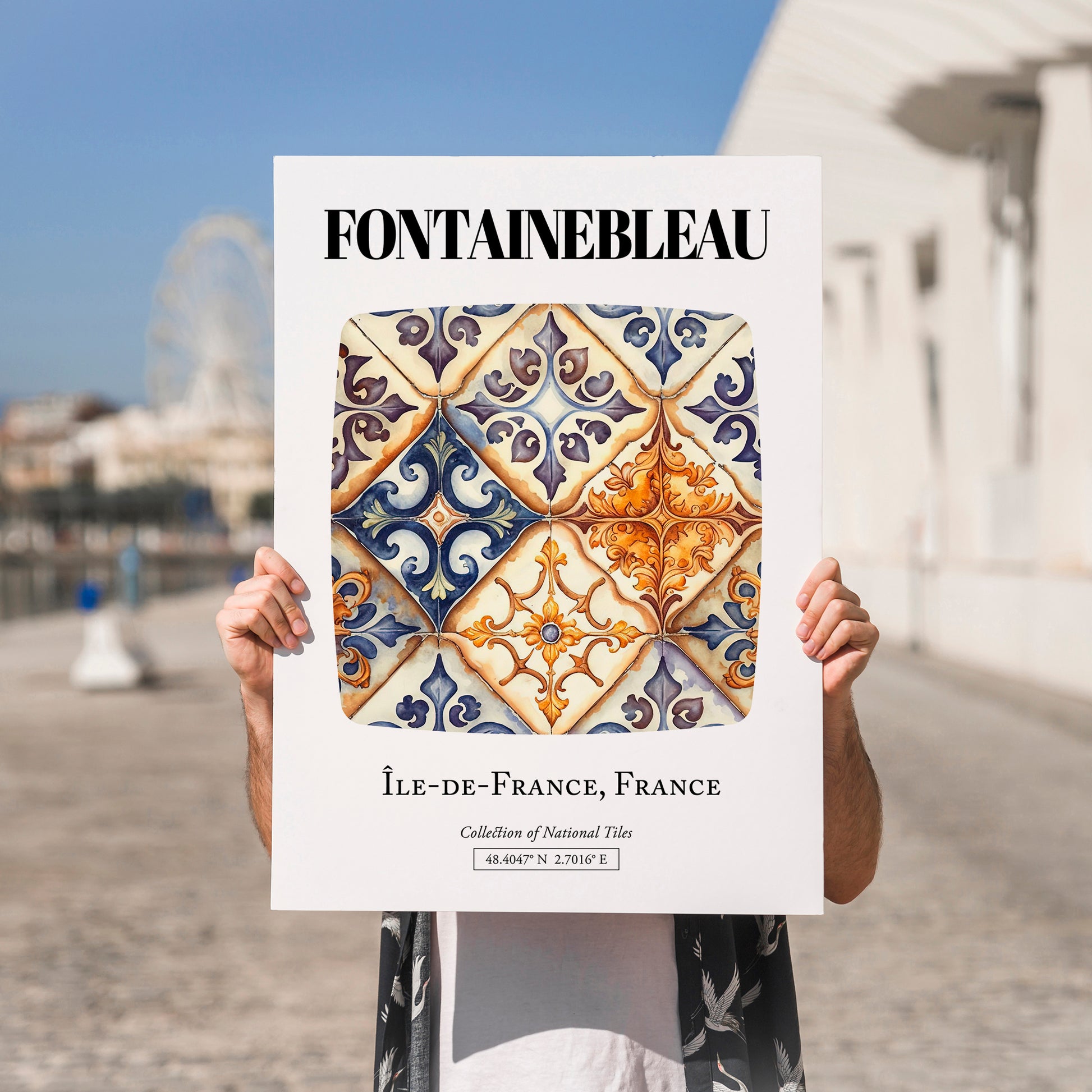 Fontainebleau, France – Tourist Destination Poster, no-text version framed in wood