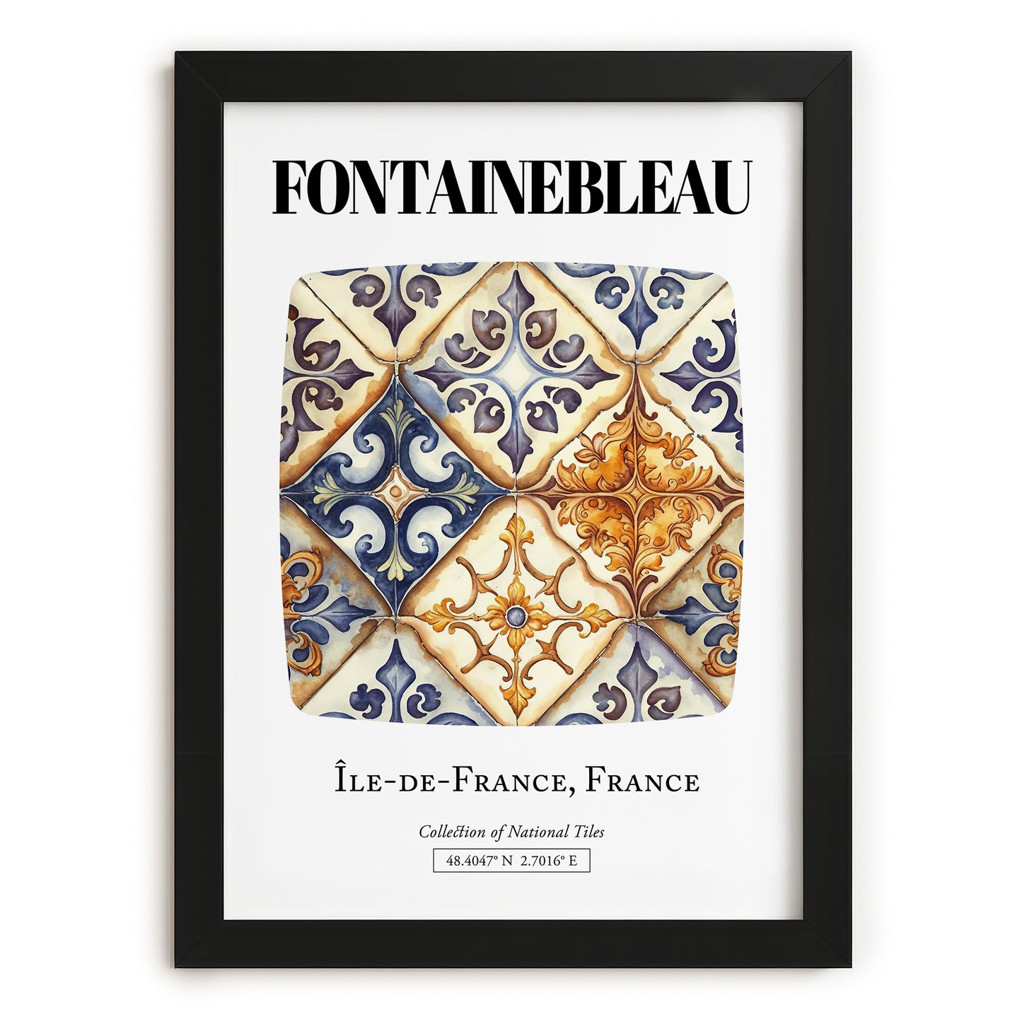 Fontainebleau, France – Tourist Destination Poster, in sleek black frame