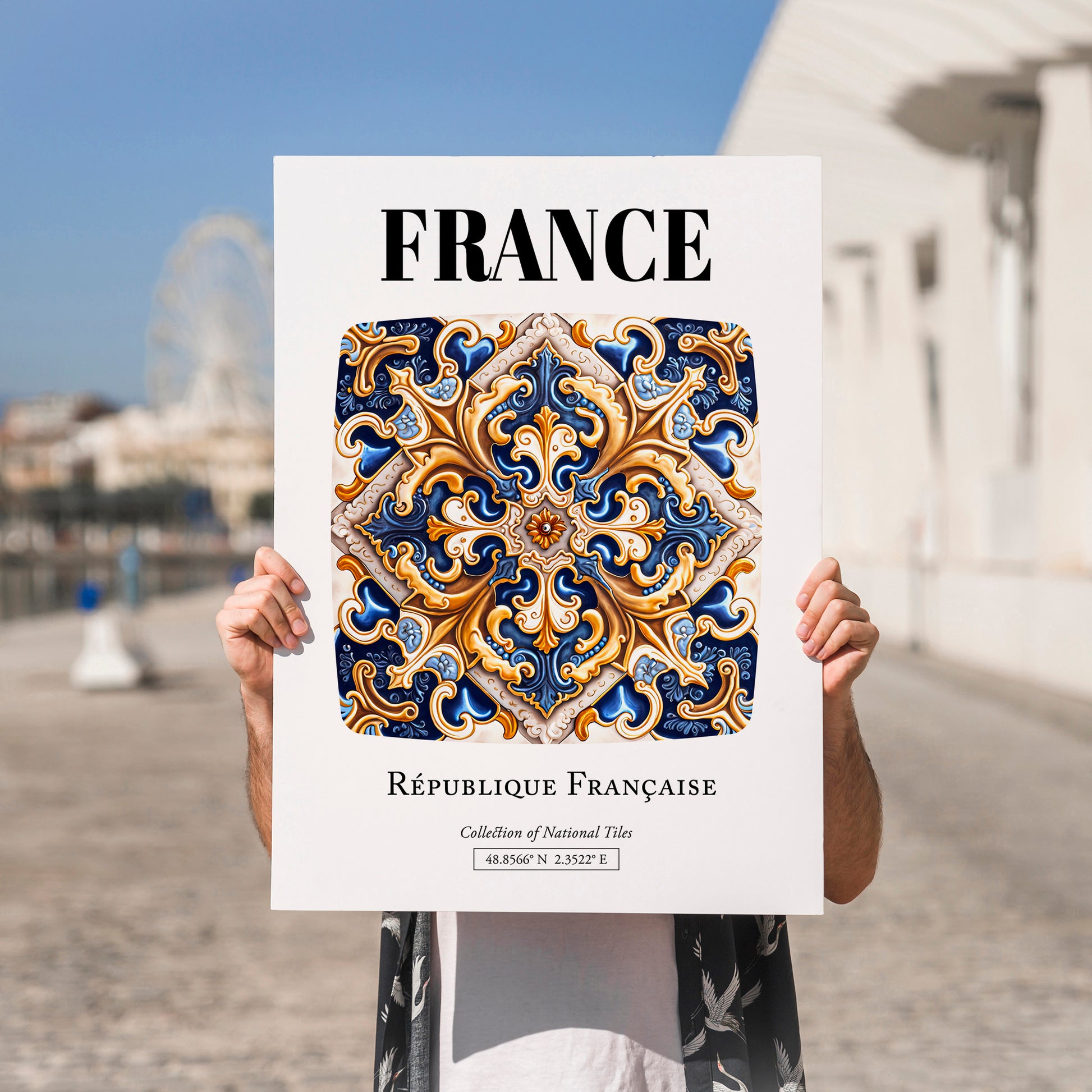 France, République Française – Wanderlust Wall Decor, no-text version framed in wood