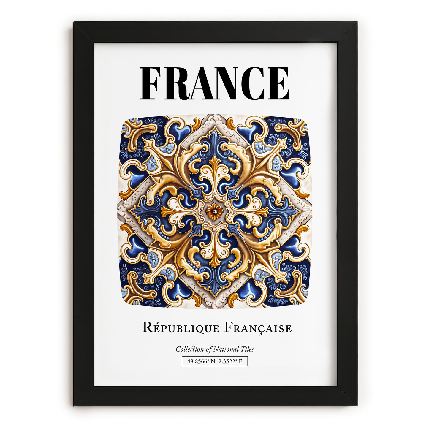 France, République Française – Wanderlust Wall Decor, in sleek black frame