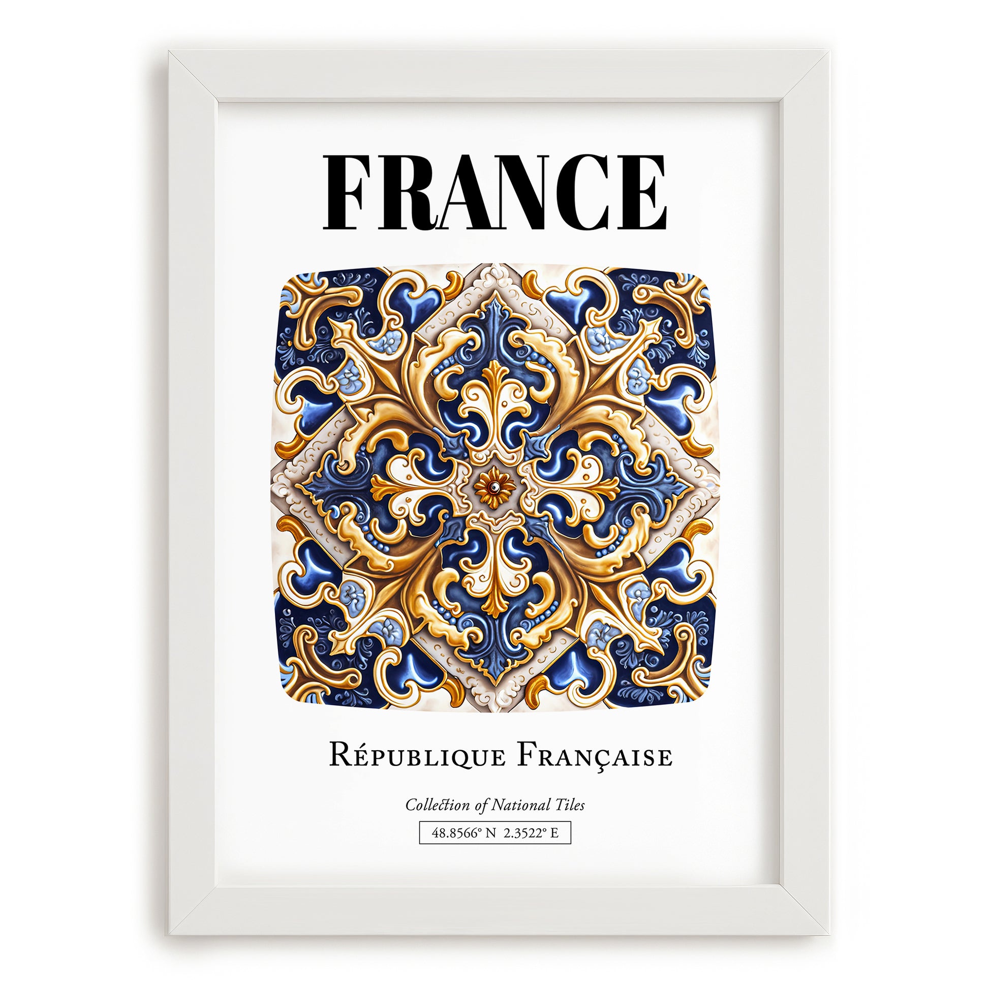 France, République Française – Wanderlust Wall Decor, placed in minimal white frame