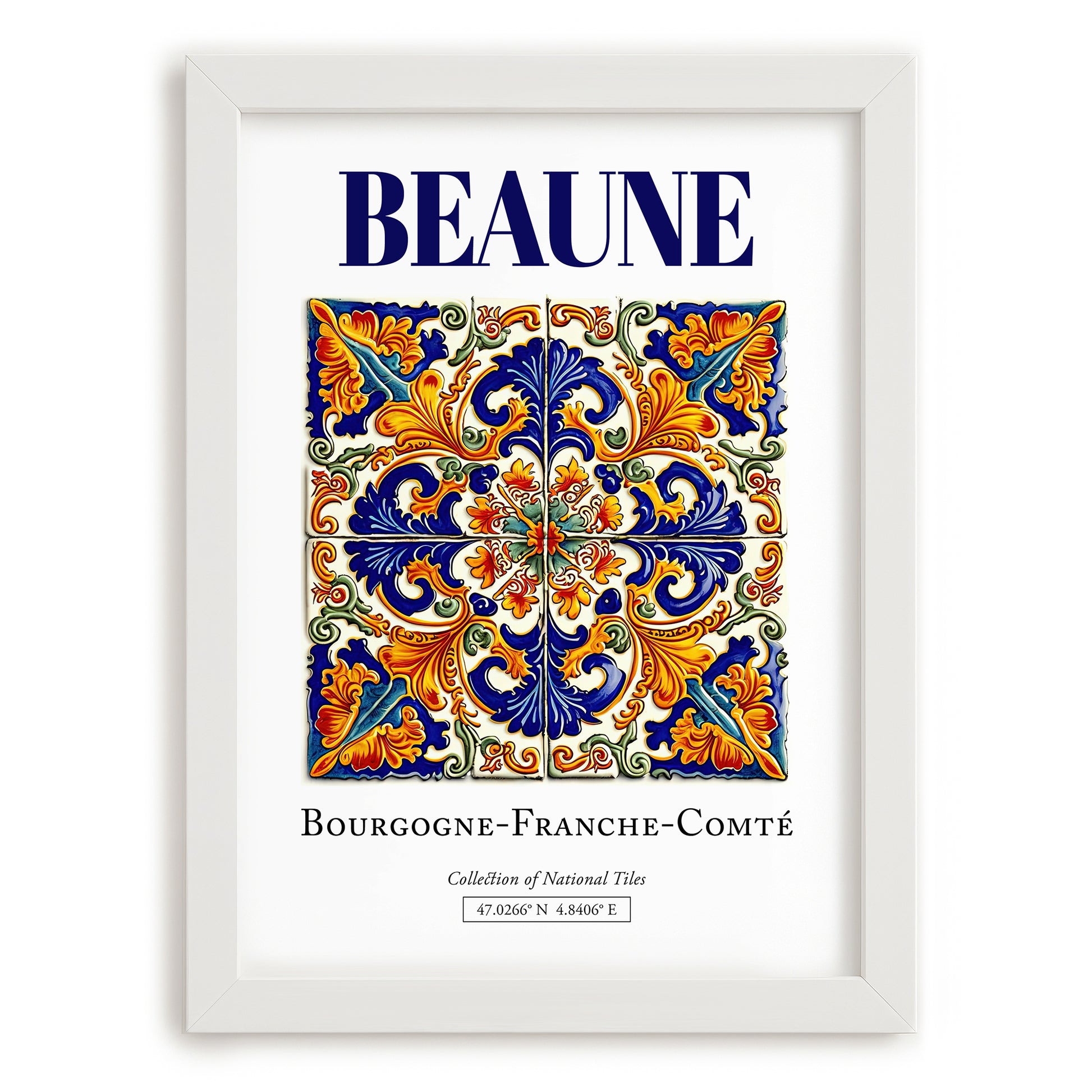 Beaune, France – Travel Wall Art, placed in minimal white frame