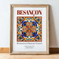 Besançon, France – World Heritage Travel Poster, in wooden frame leaning on the floor