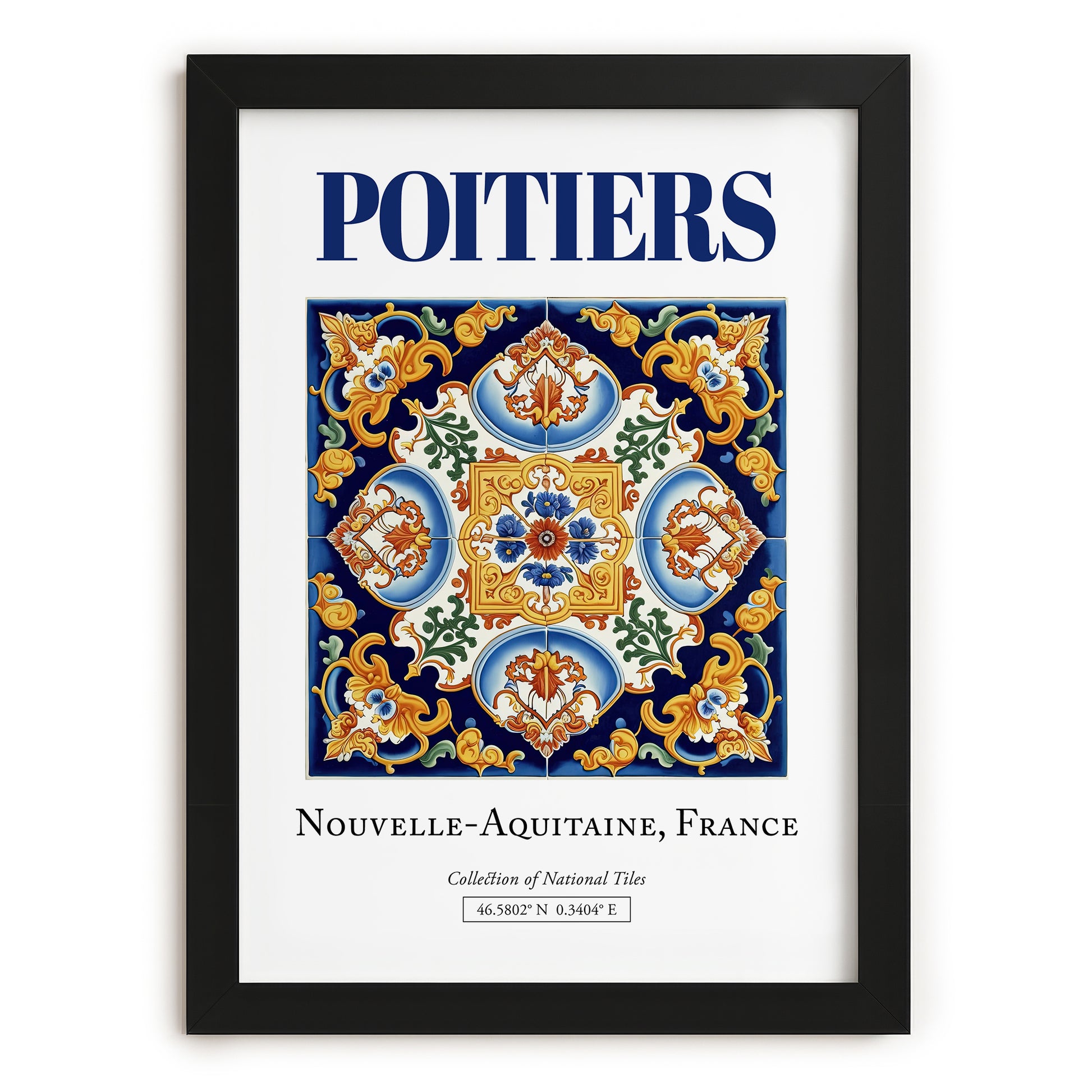 Poitiers, France – Travel Poster, in sleek black frame