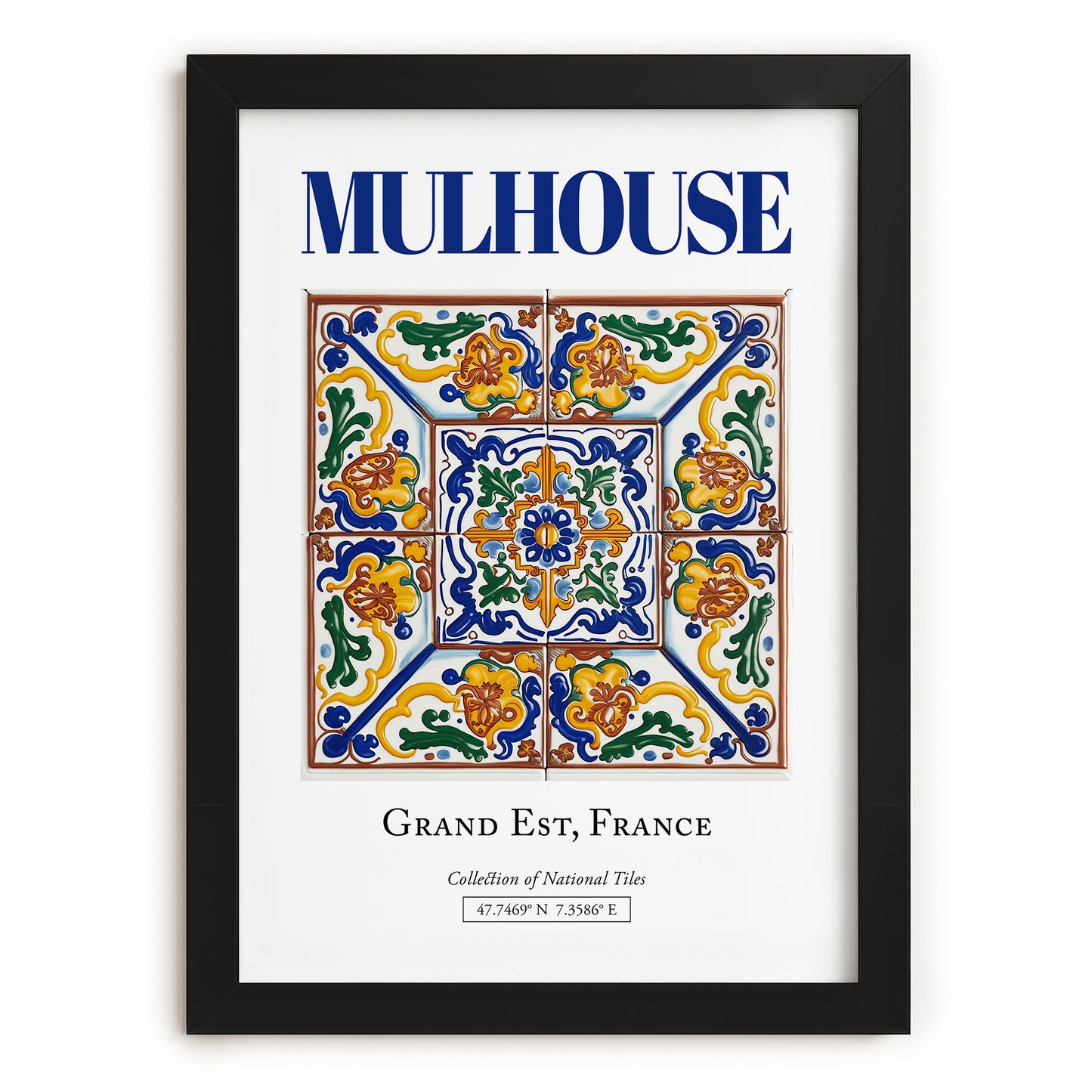 Mulhouse, France – Travel Poster, in sleek black frame