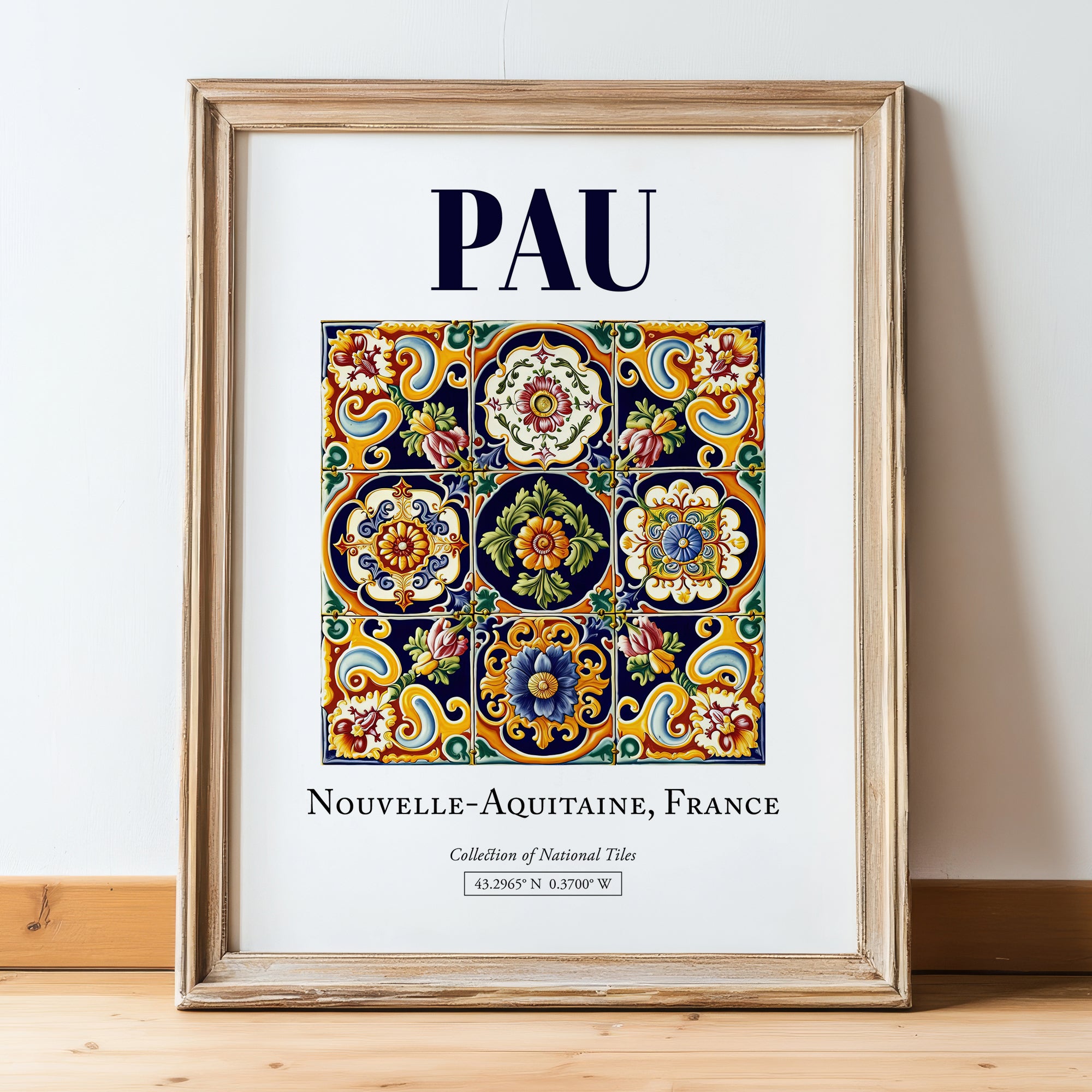 Pau, France – Wanderlust Wall Decor, in wooden frame leaning on the floor