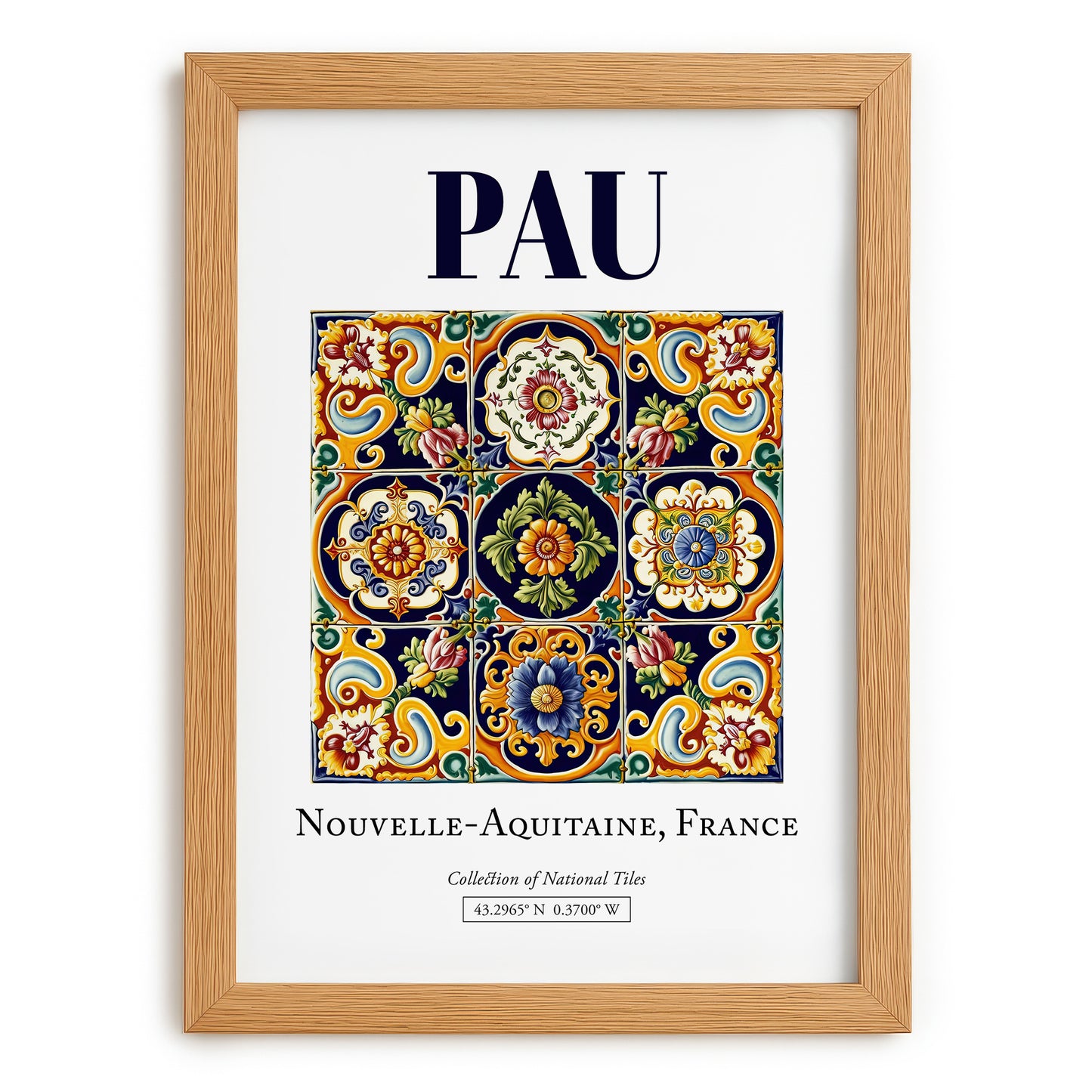 Pau, France – Wanderlust Wall Decor, set in oak frame