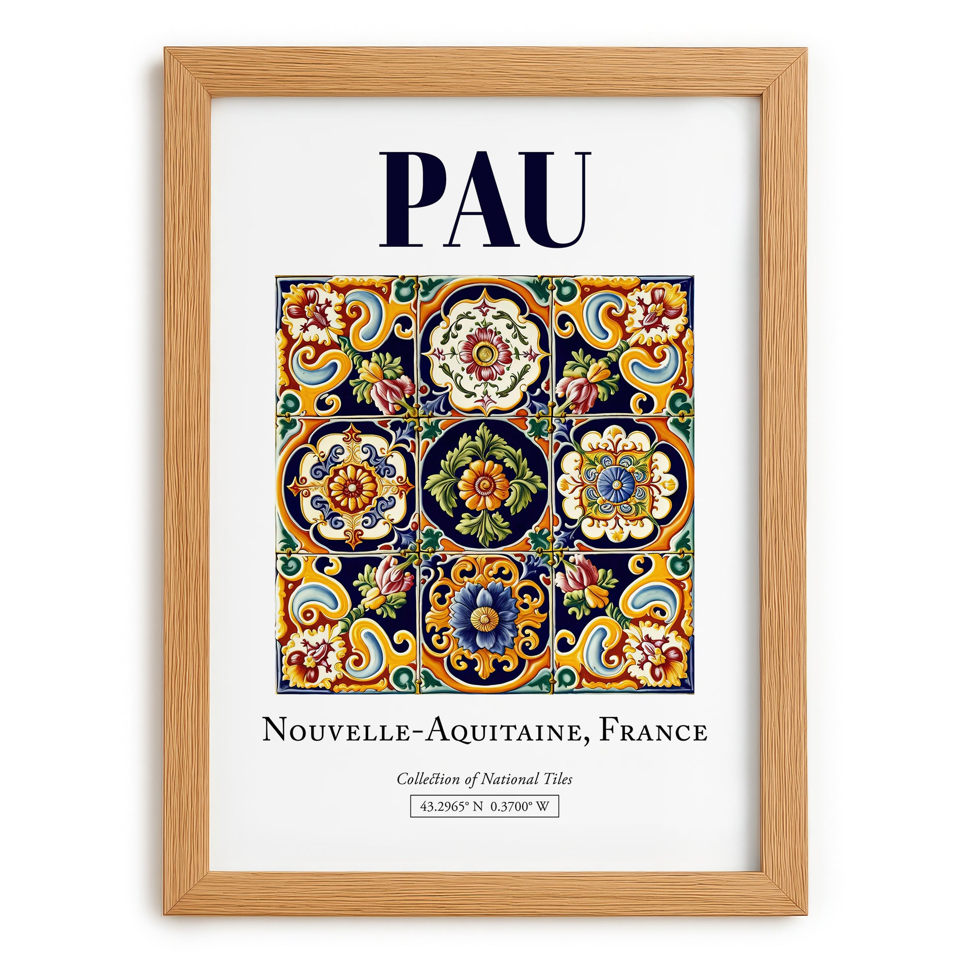 Pau, France – Wanderlust Wall Decor, set in oak frame