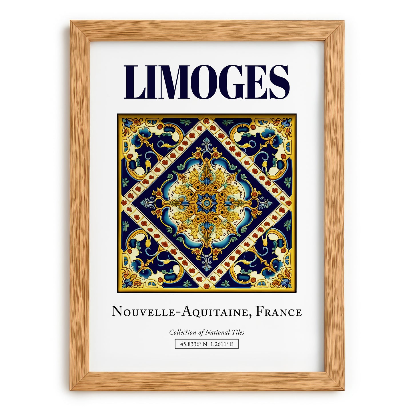Limoges, France – Tourist Destination Poster, set in oak frame