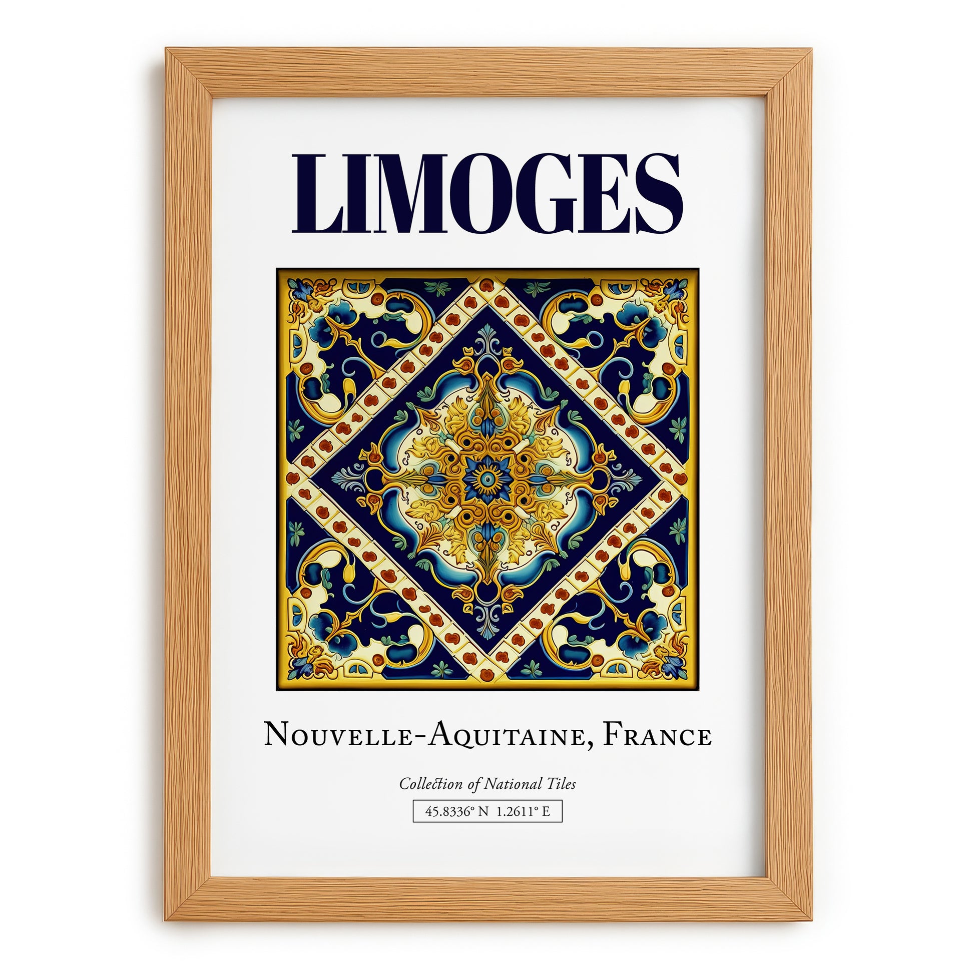 Limoges, France – Tourist Destination Poster, set in oak frame