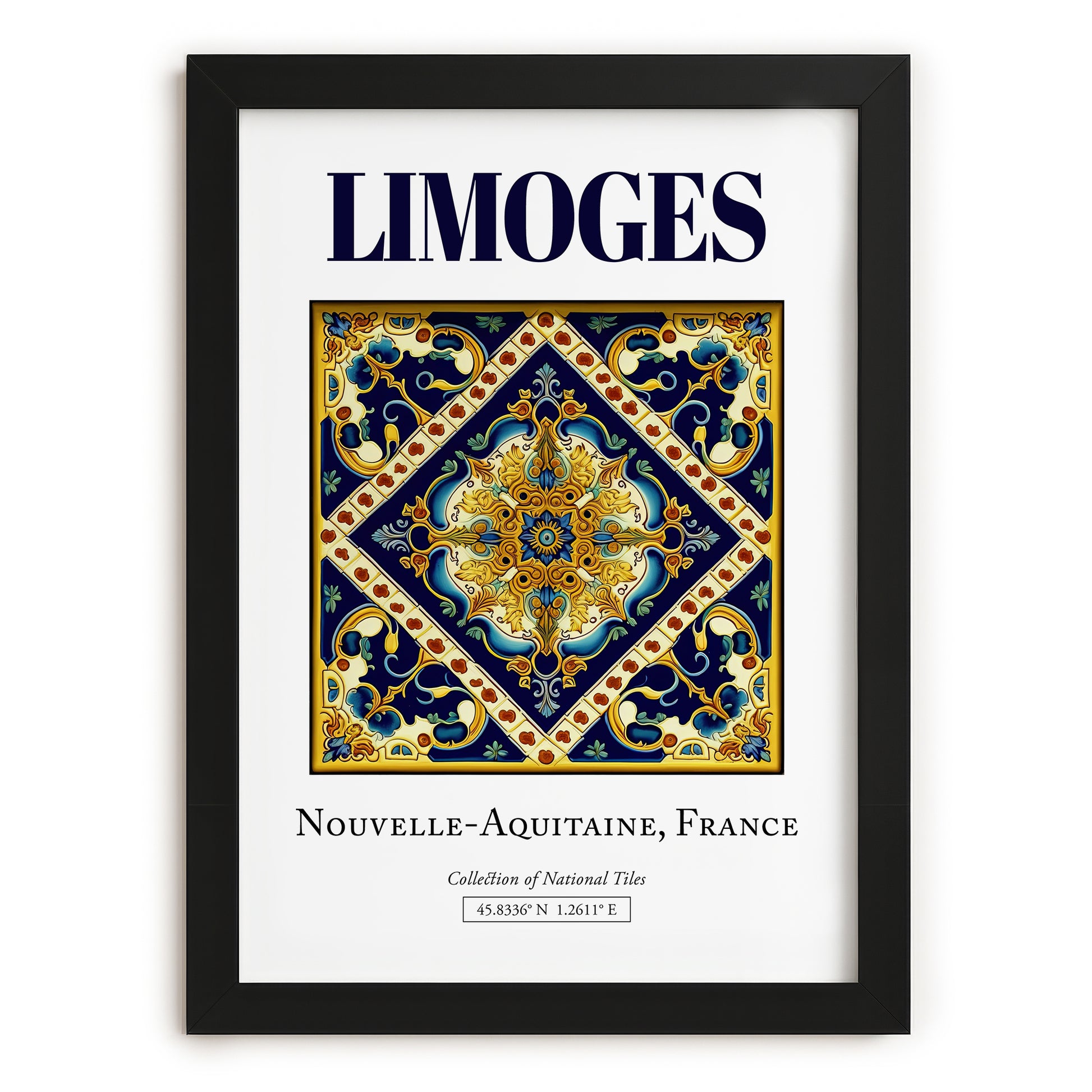 Limoges, France – Tourist Destination Poster, in sleek black frame