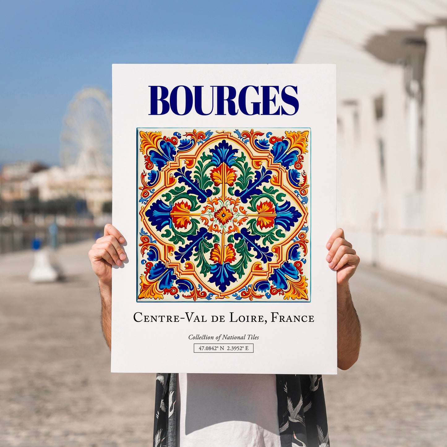 Bourges, France – Travel Wall Art, no-text version framed in wood