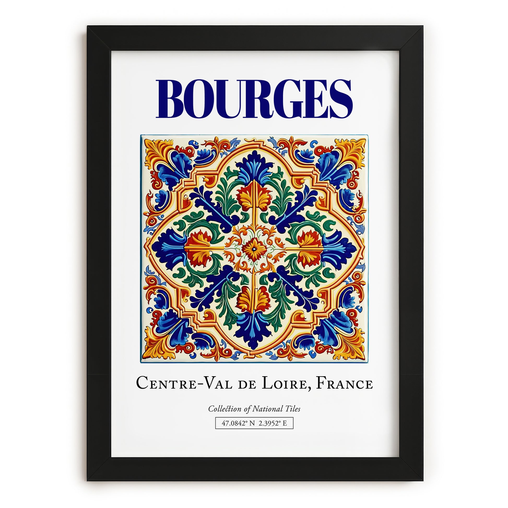 Bourges, France – Travel Wall Art, in sleek black frame