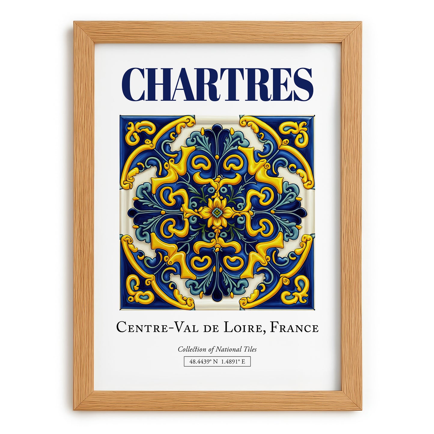 Chartres, France – Travel Poster, set in oak frame