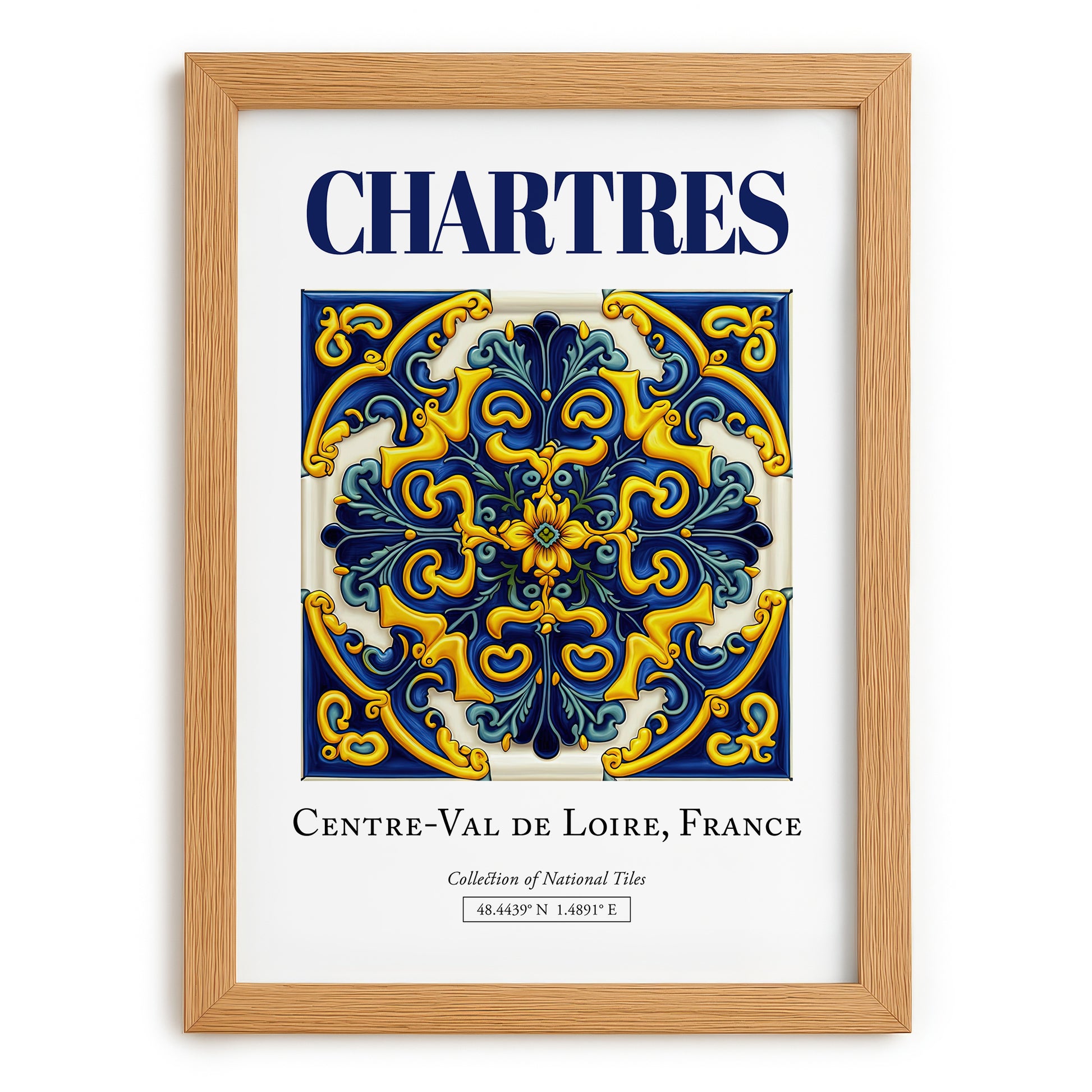 Chartres, France – Travel Poster, set in oak frame