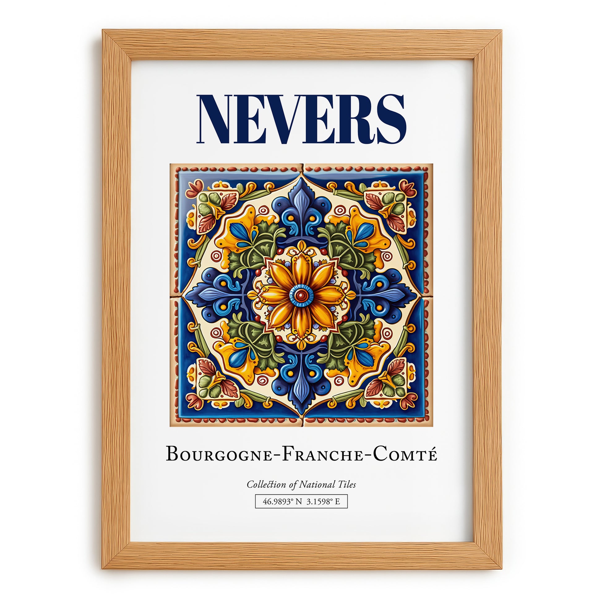 Nevers, France – Away From Home Poster, set in oak frame