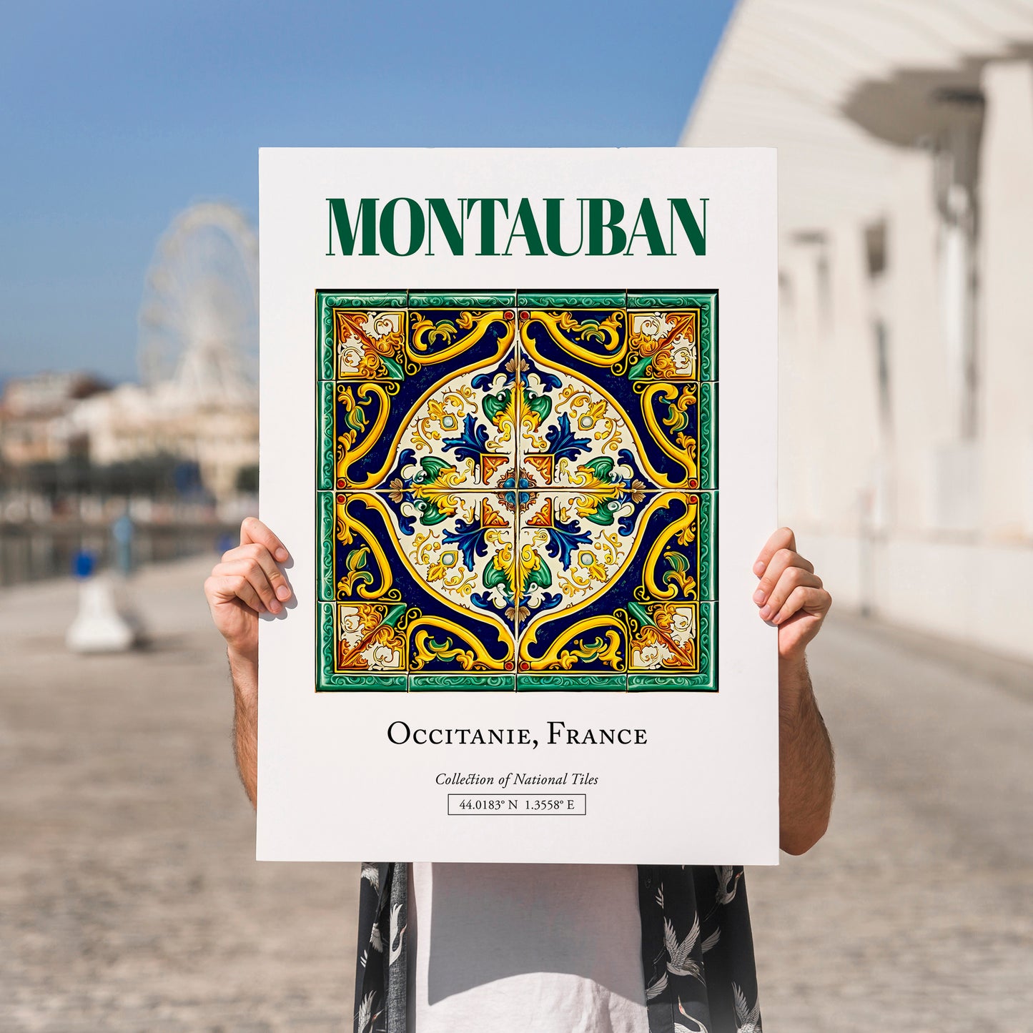 Montauban, France – Global Wall Art, no-text version framed in wood