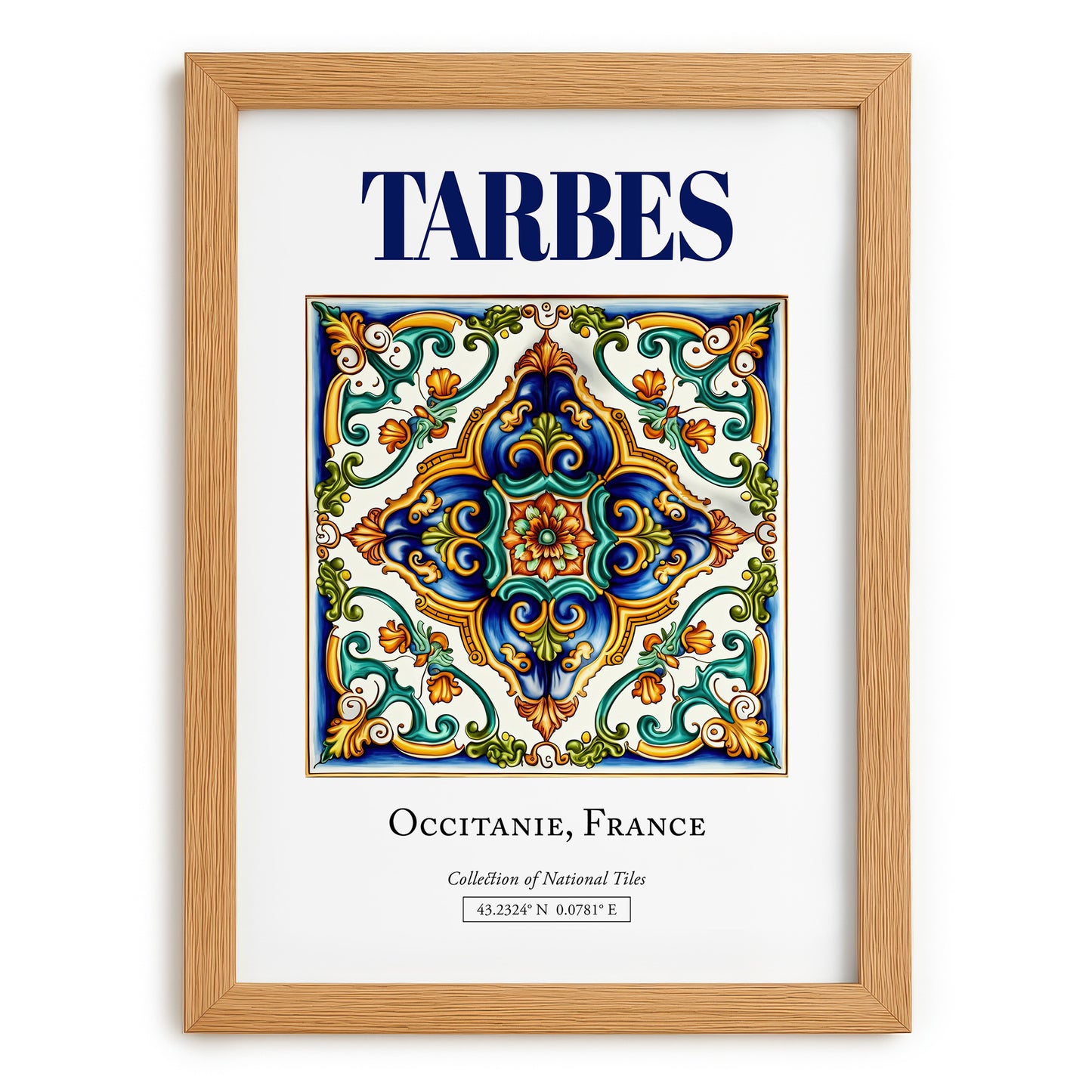 Tarbes, France – Travel Poster, set in oak frame