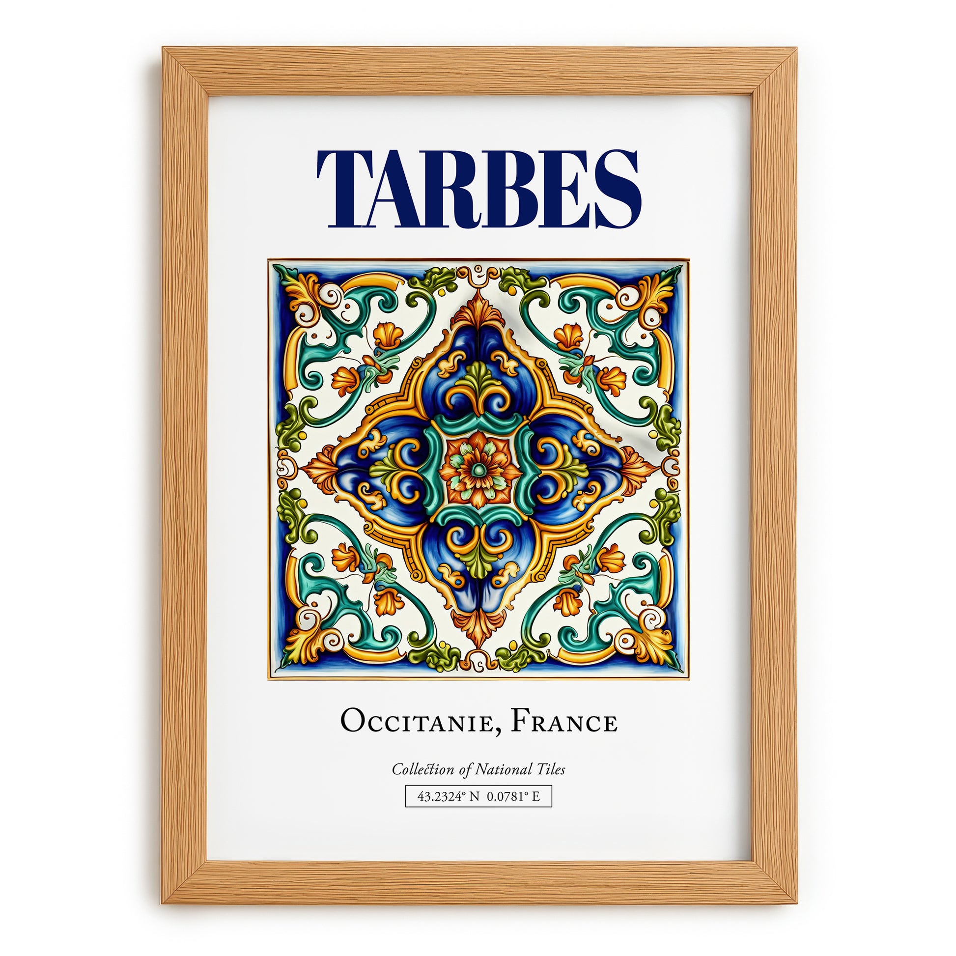 Tarbes, France – Travel Poster, set in oak frame