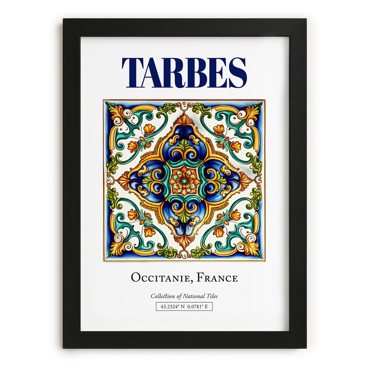 Tarbes, France – Travel Poster, in sleek black frame