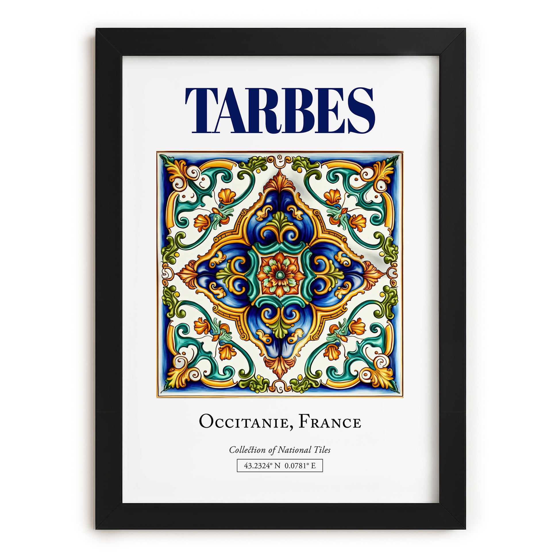 Tarbes, France – Travel Poster, in sleek black frame