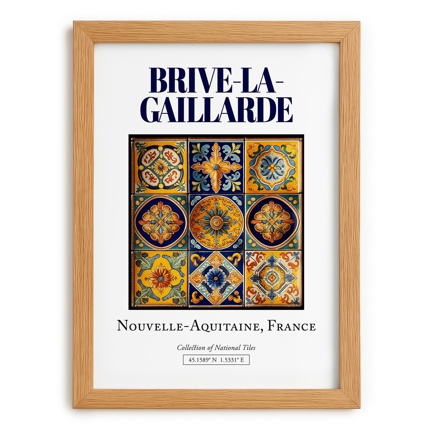 Brive-la-Gaillarde, France – Travel Print, set in oak frame