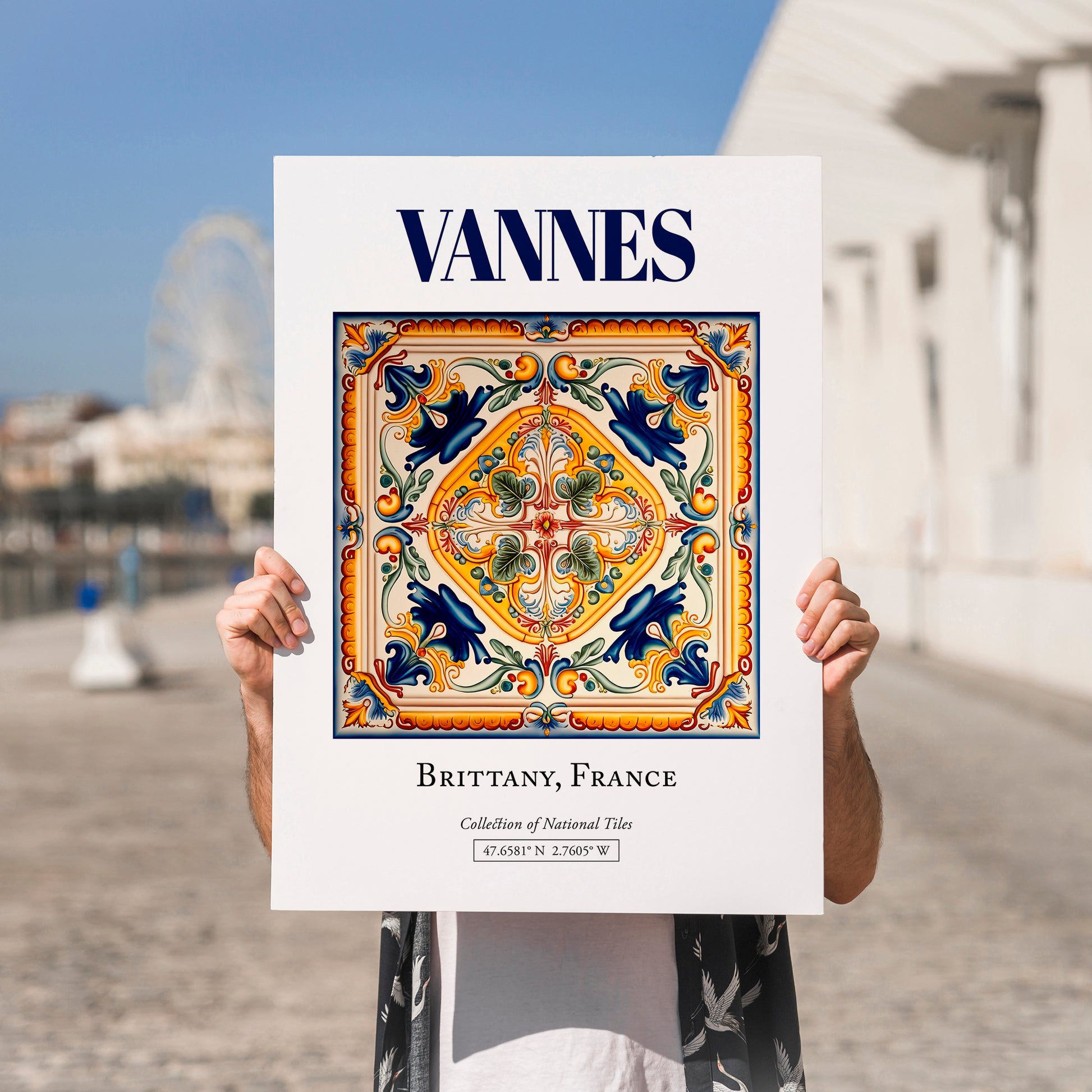 Vannes, France – Travel Wall Art, no-text version framed in wood