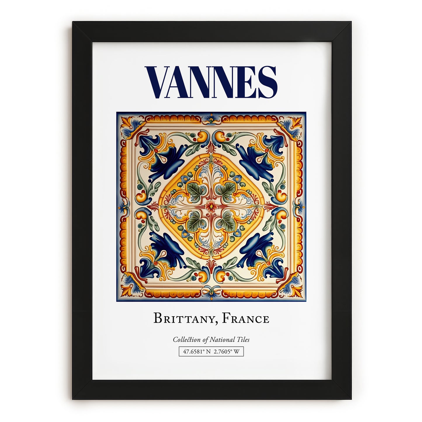Vannes, France – Travel Wall Art, in sleek black frame