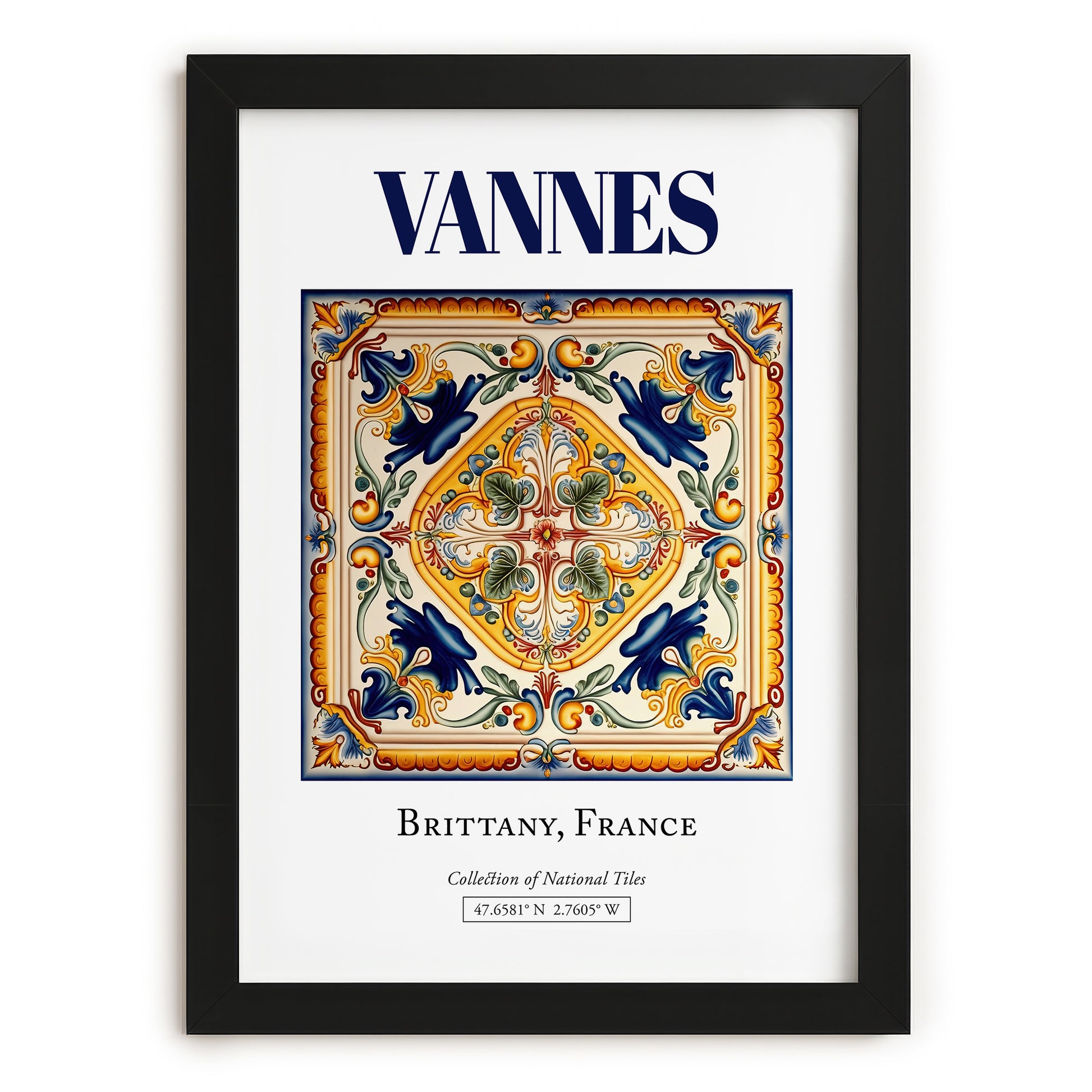 Vannes, France – Travel Wall Art, in sleek black frame
