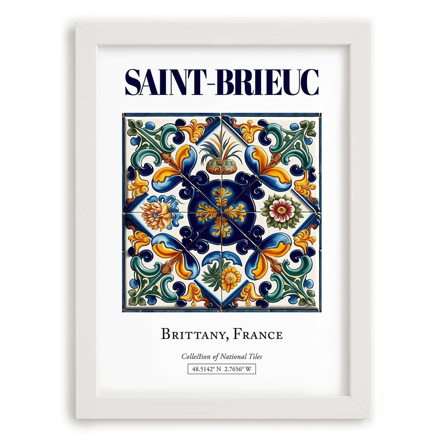Saint-Brieuc, France – Cultural Heritage Wall Art, placed in minimal white frame