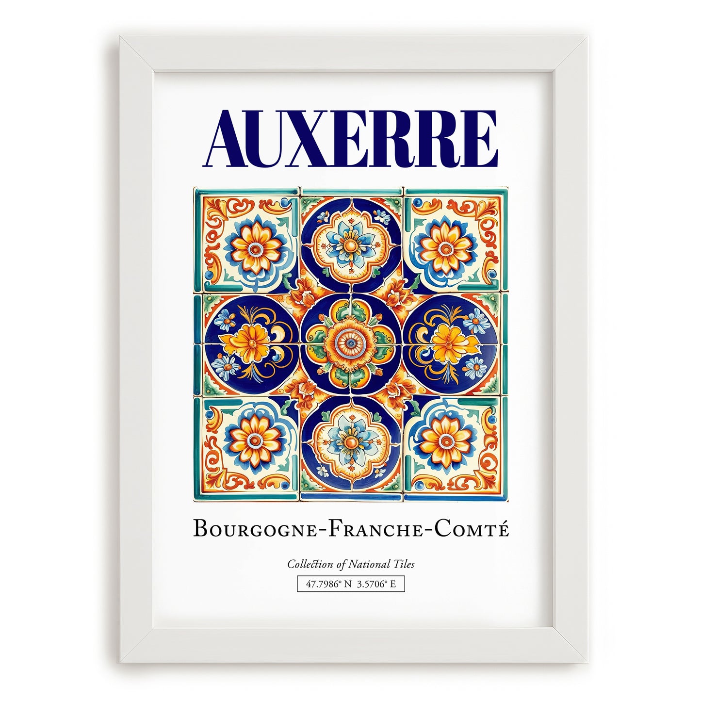 Auxerre, France – Travel Memories Wall Print, placed in minimal white frame
