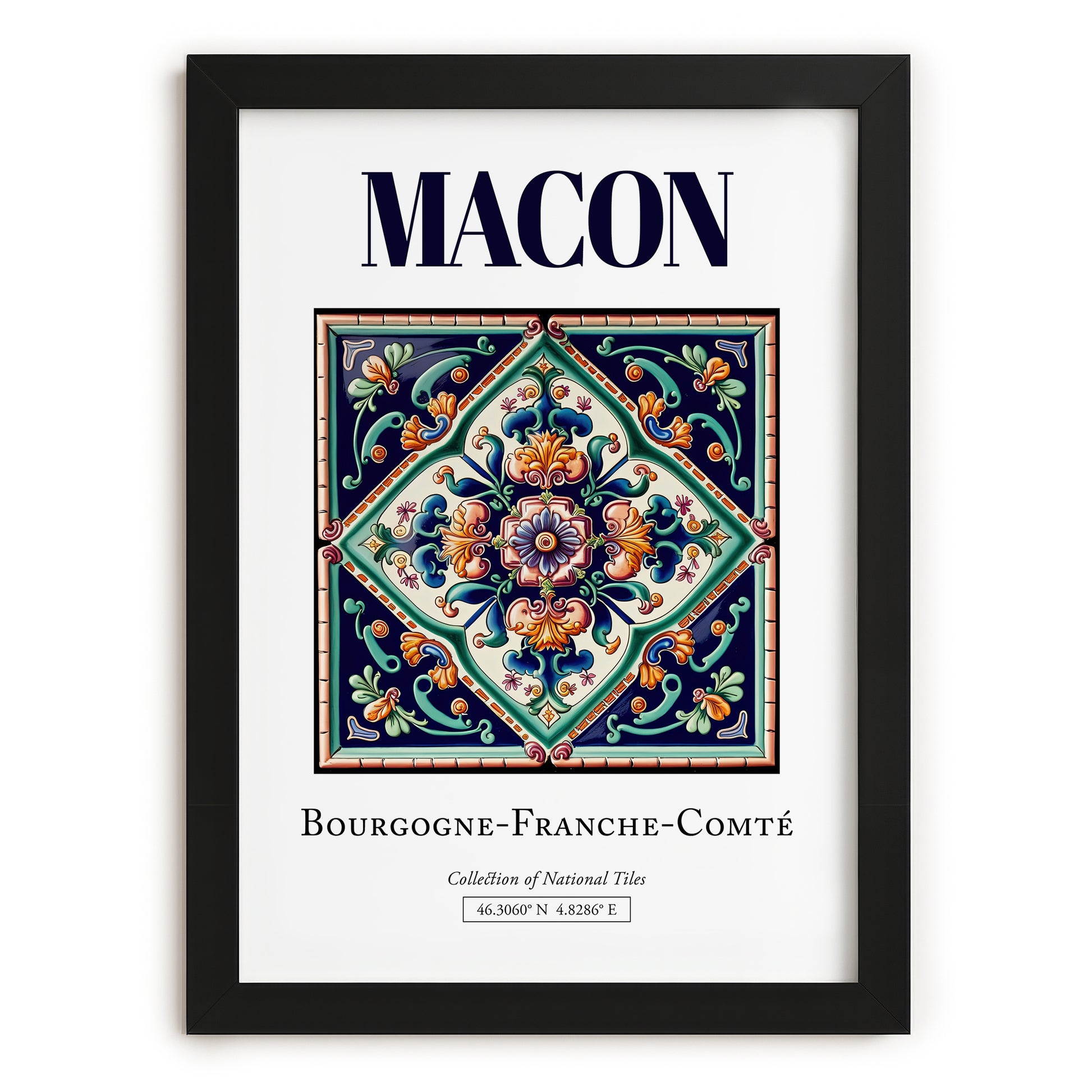 Macon, France – Travel Wall Decor, in sleek black frame