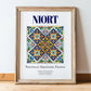 Niort, France – World Travel Art, in wooden frame leaning on the floor