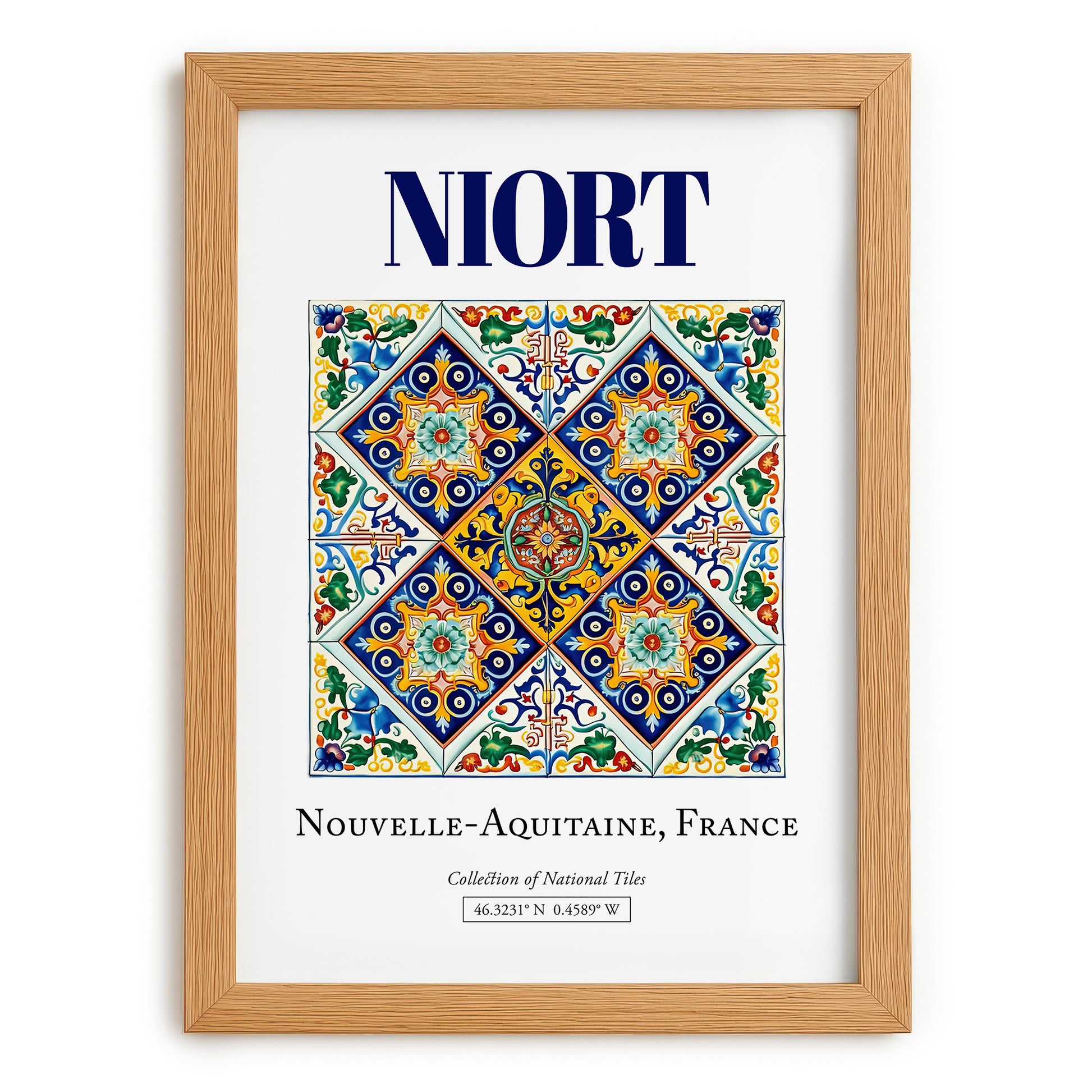 Niort, France – World Travel Art, set in oak frame