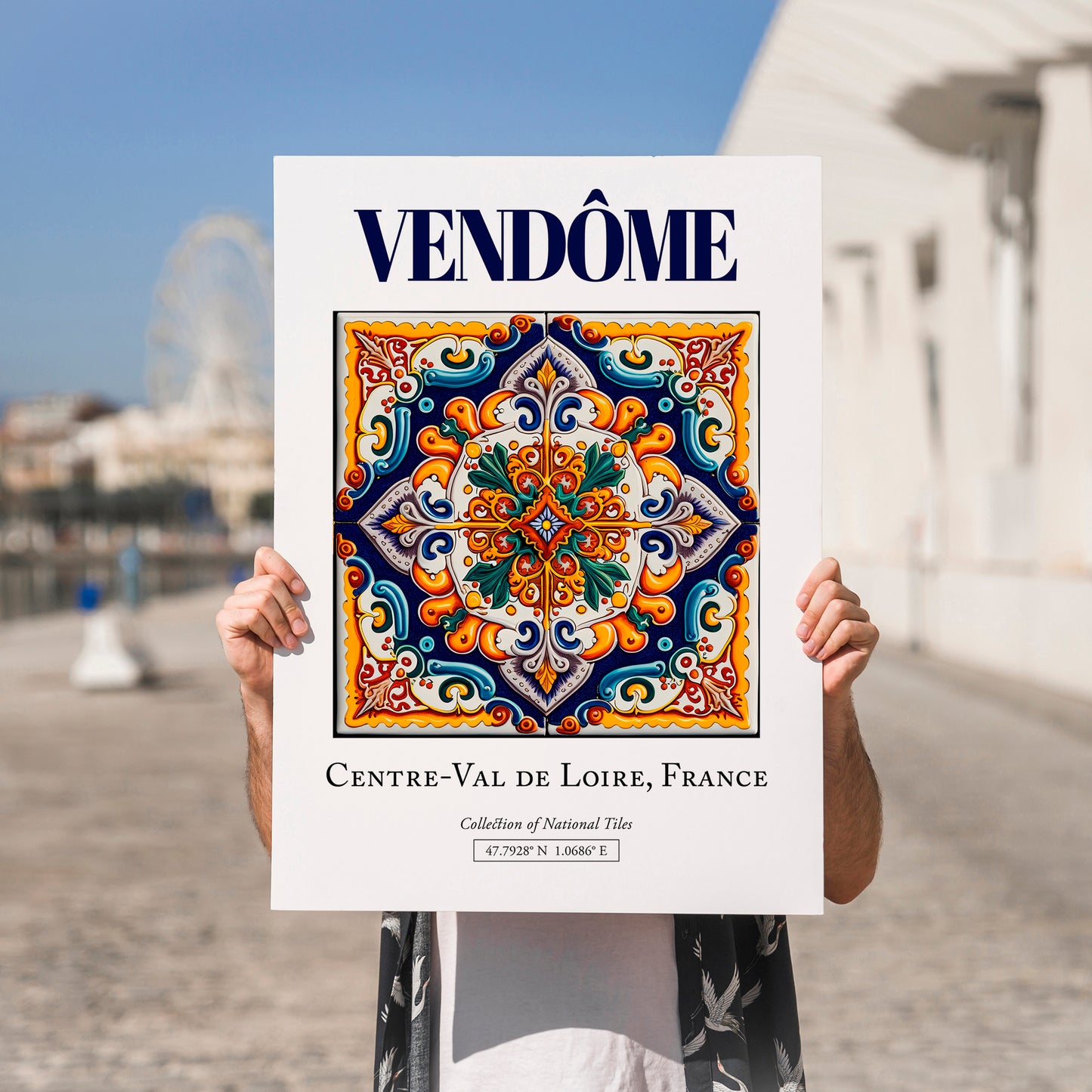 Vendôme, France – Travel Poster, no-text version framed in wood