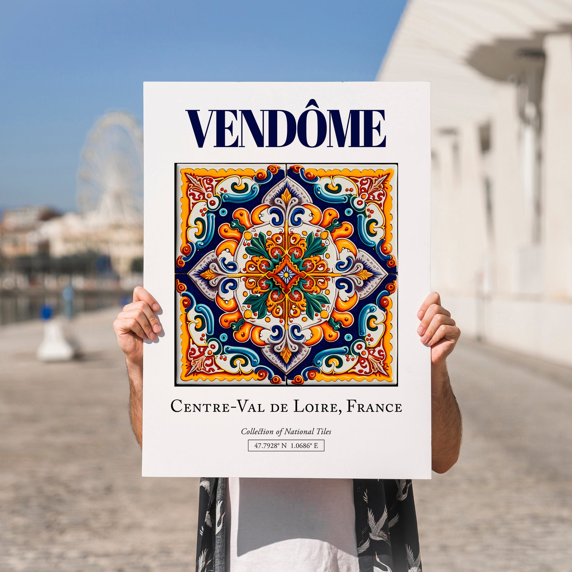 Vendôme, France – Travel Poster, no-text version framed in wood