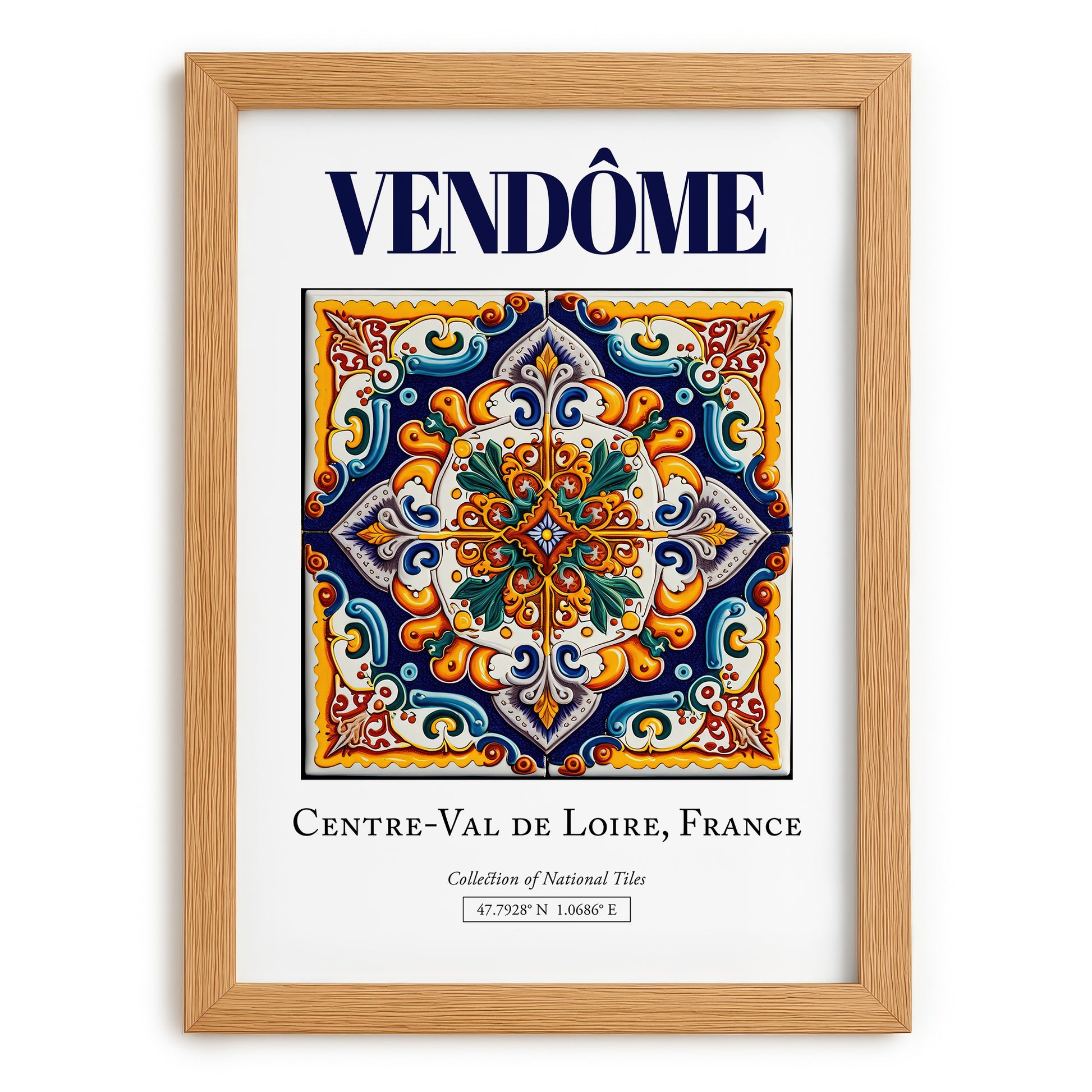 Vendôme, France – Travel Poster, set in oak frame