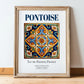 Pontoise, France – Retro Travel Poster, in wooden frame leaning on the floor