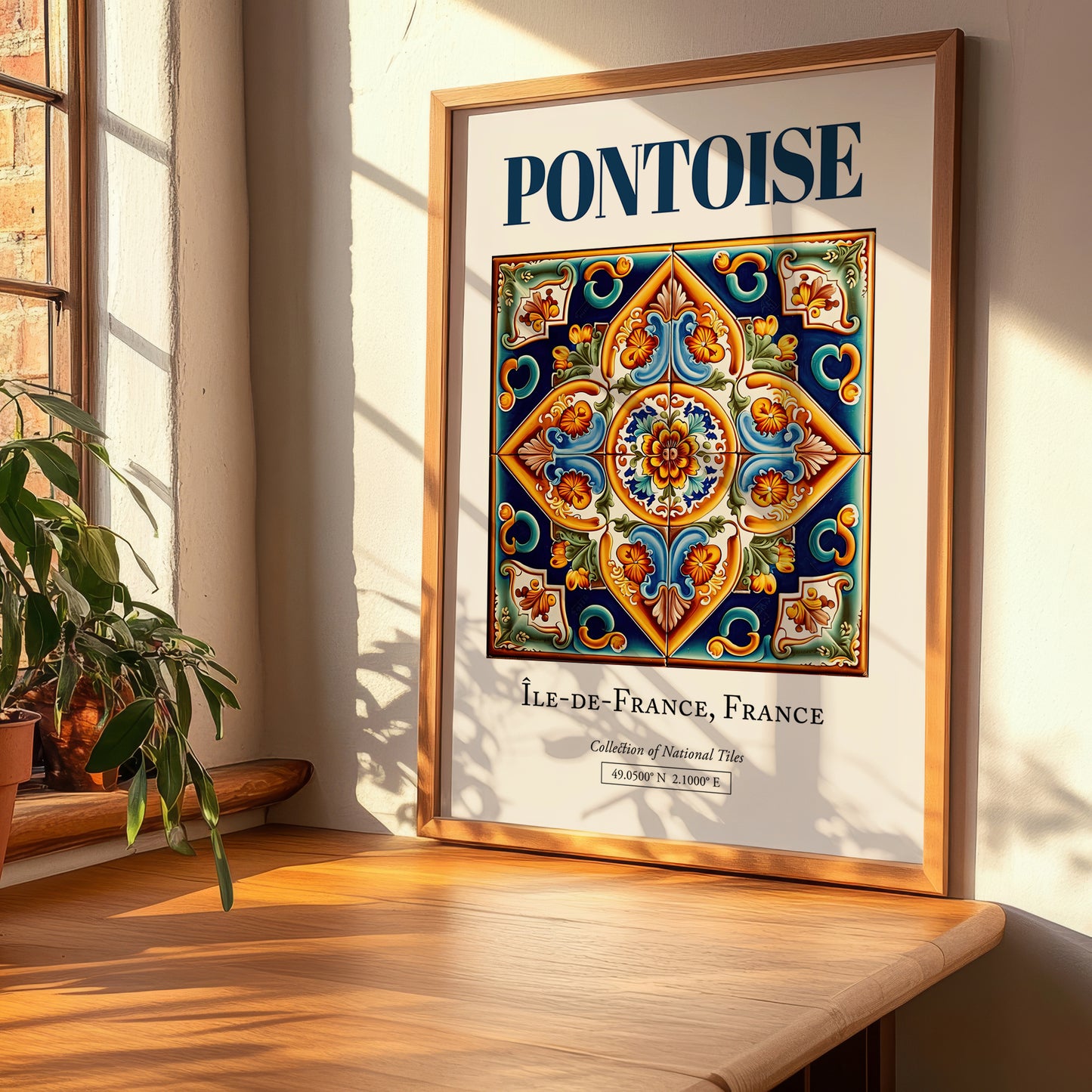 Pontoise, France – Retro Travel Poster, clean layout with no caption