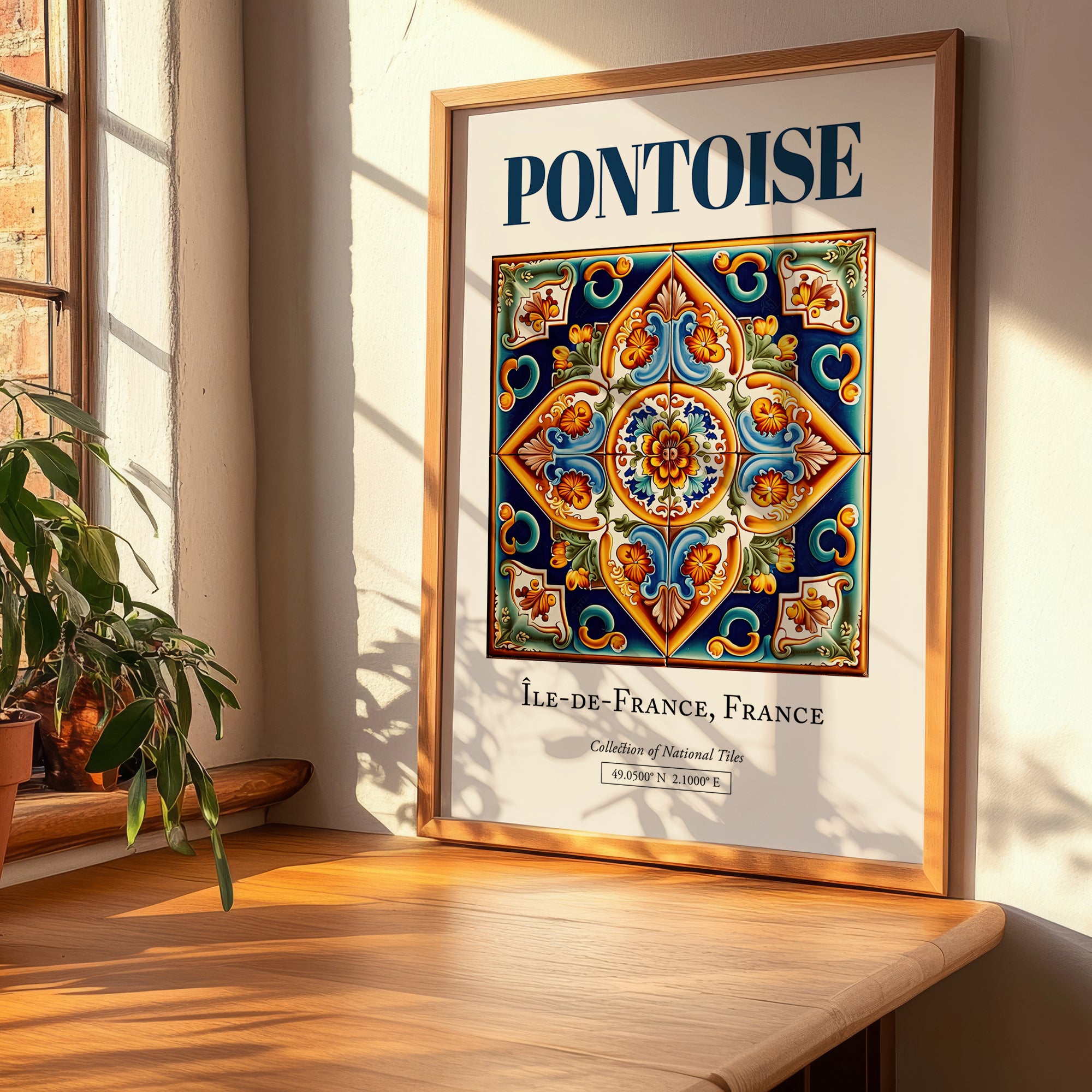 Pontoise, France – Retro Travel Poster, clean layout with no caption