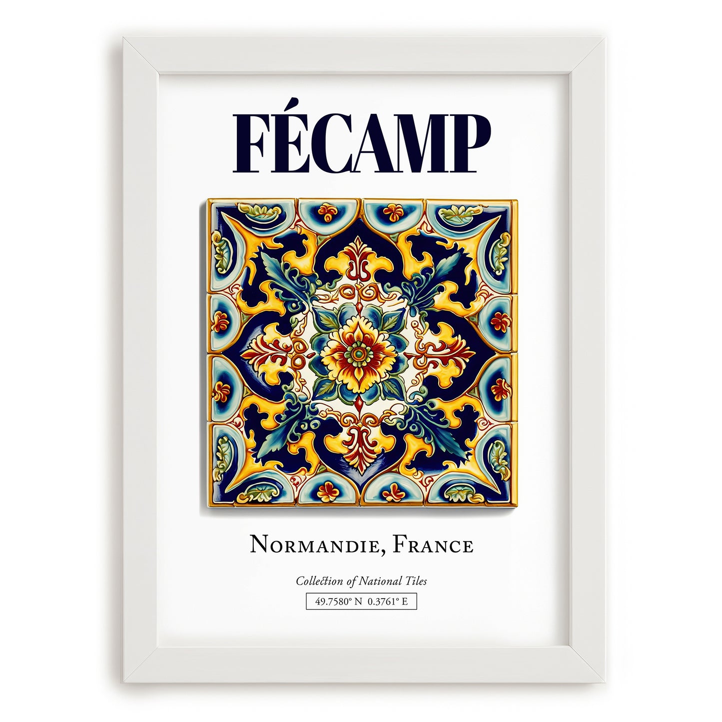 Fécamp, France – Away From Home Poster, placed in minimal white frame